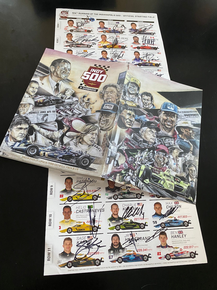 2020 Rare Indianapolis 500 Program With Insert Signed By All 33 Drivers Including Winner Sato