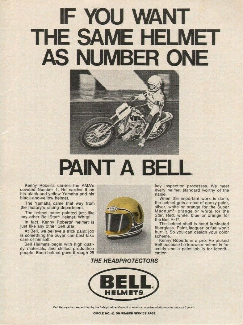 1974 Kenny Roberts Sr. Signed Race Used Yamaha Bell Star Helmet