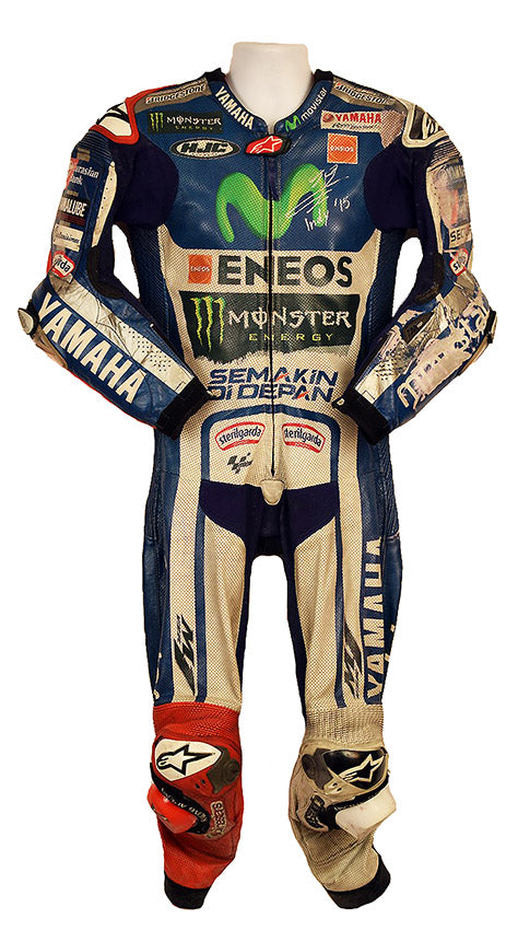 2015 Jorge Lorenzo Signed Race Used Yamaha World Championship MotoGP Leathers