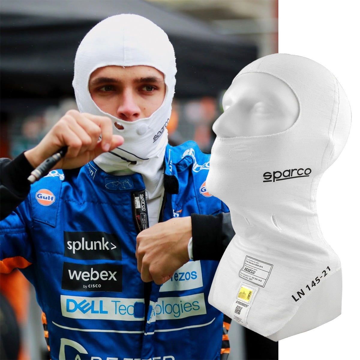 2021 Lando Norris Race Used McLaren F1 Balaclava LN 145-21