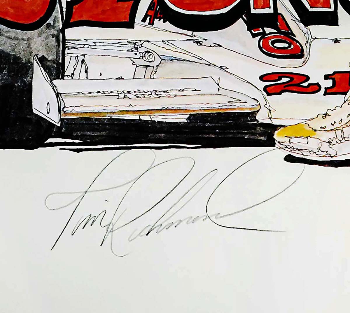 1980 Tim Richmond Hand Signed Indy 500 Ron Burton Limited Edition 30 x 25 Print