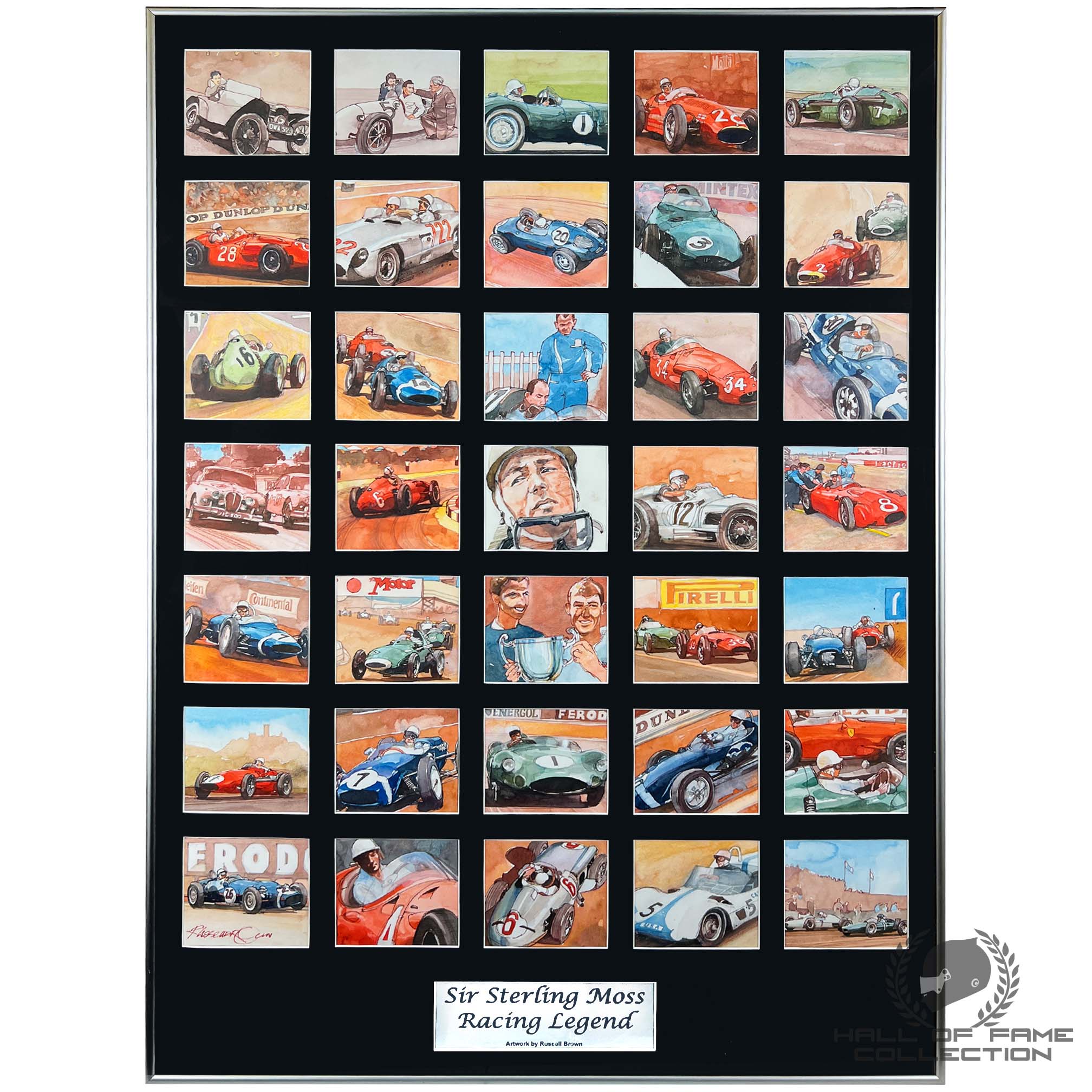 Sir Stirling Moss Racing Legend Original Water Color 40x29 Framed Artwork