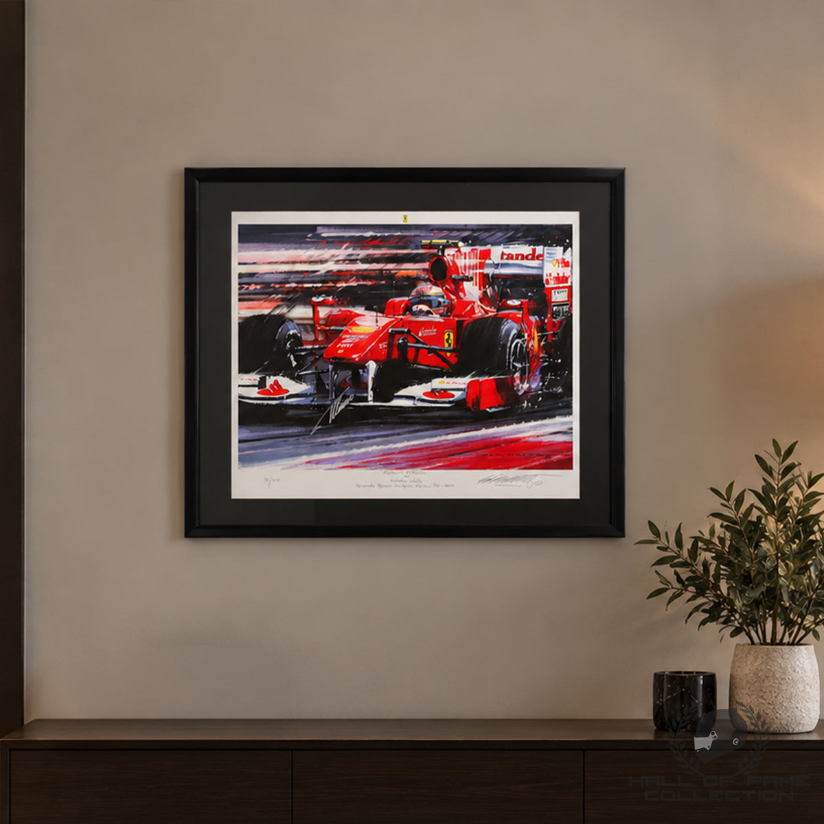 2010 Fernando Alonso Ferrari F10 Signed & Framed F1 Print