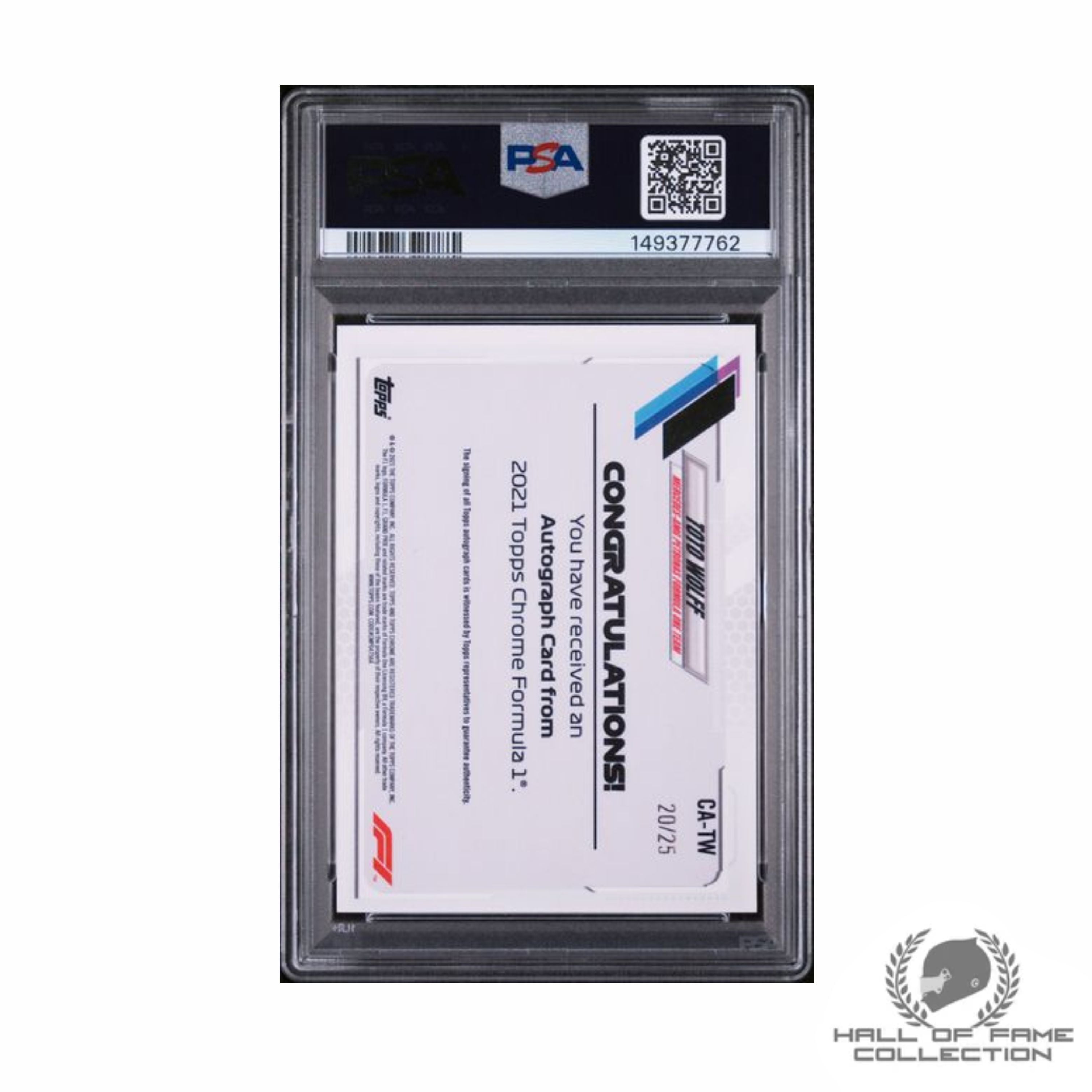 2021 TOPPS CHROME FORMULA 1 TOTO WOLFF AUTO-ORANGE REFRACTOR #CATW