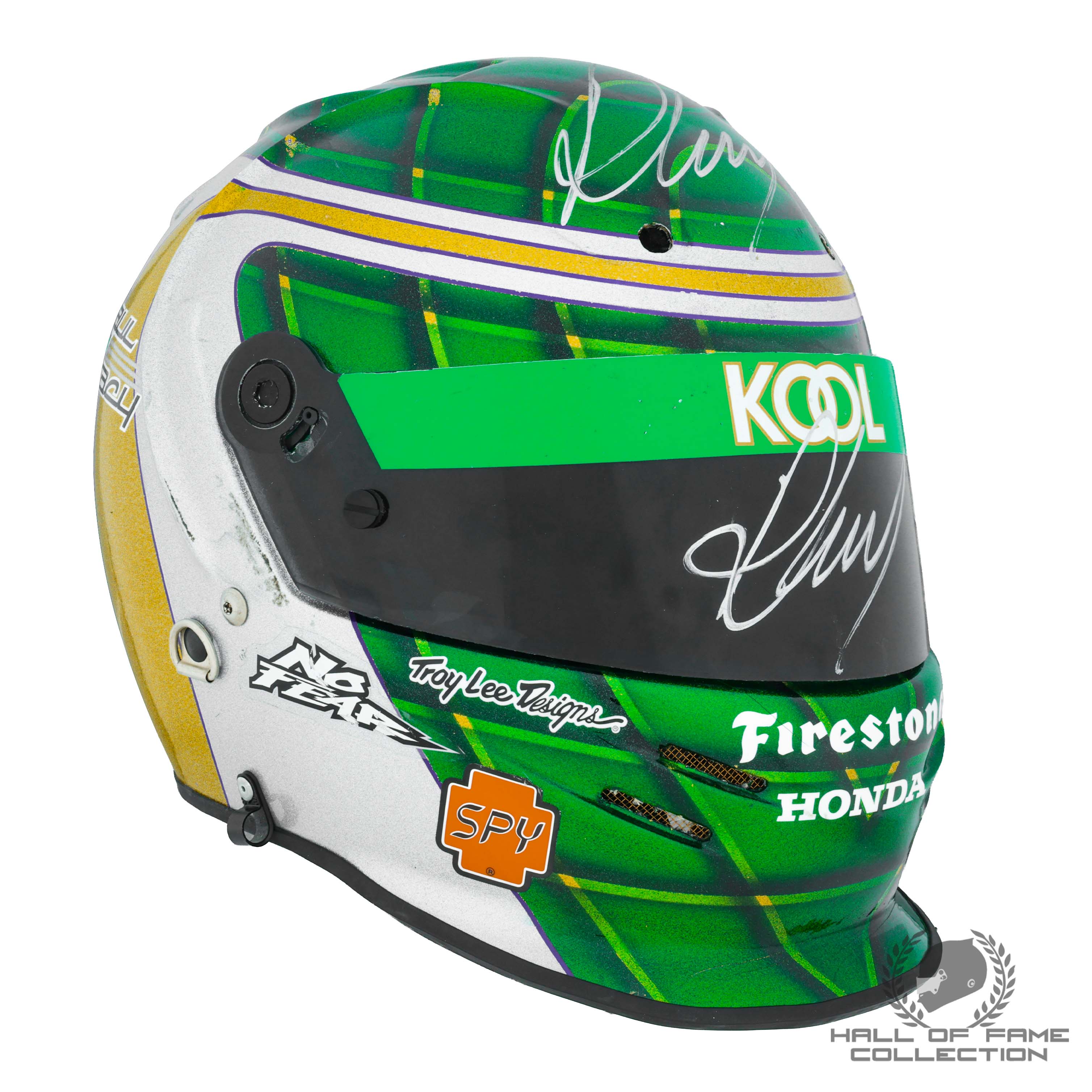 1997 Paul Tracy Signed Team Kool Green Racing Used IndyCar Helmet