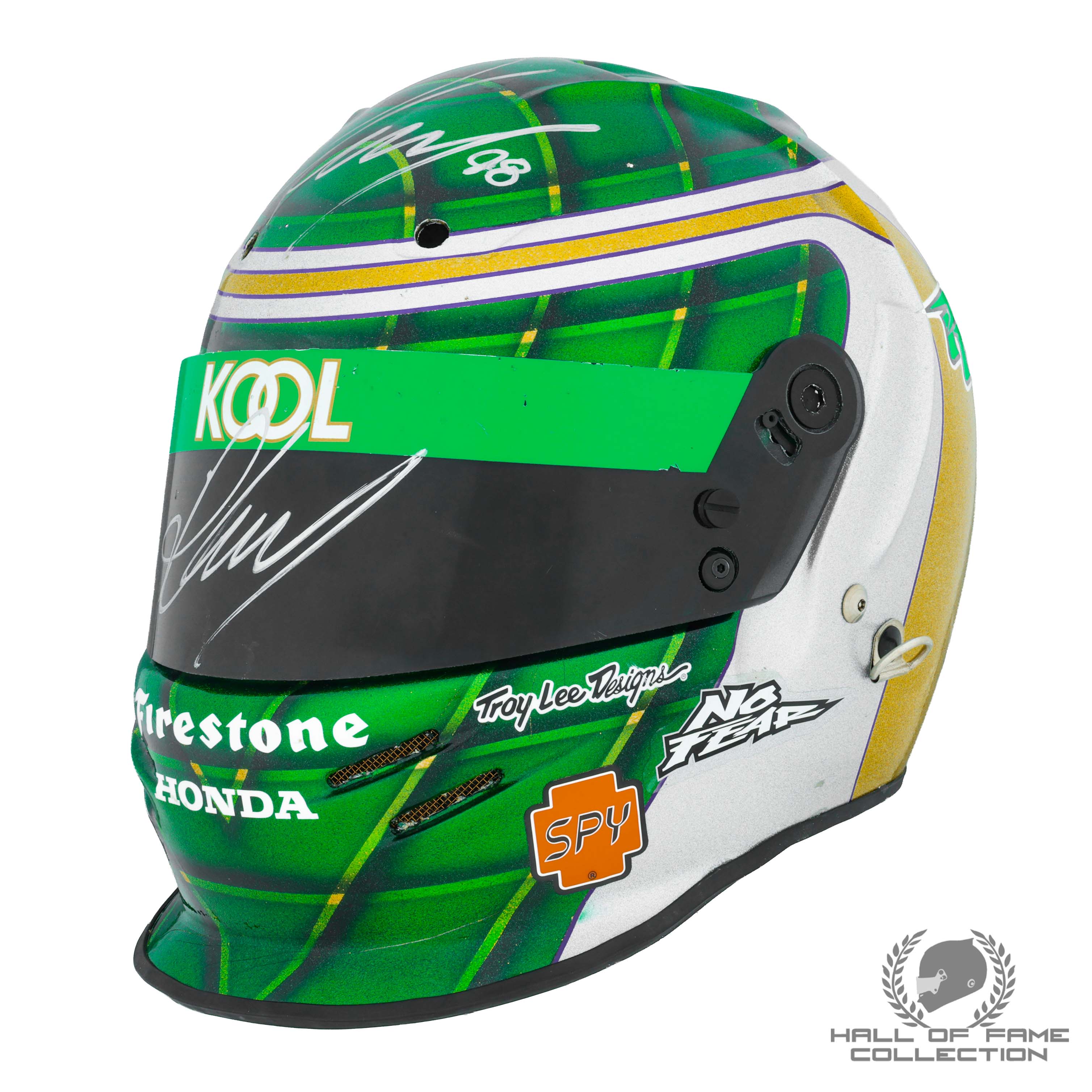 1997 Paul Tracy Signed Team Kool Green Racing Used IndyCar Helmet