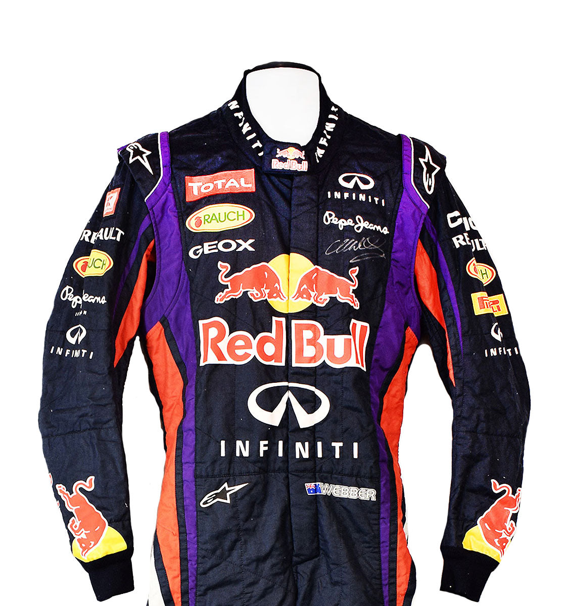2013 Mark Webber Signed Race Used Red Bull F1 Suit