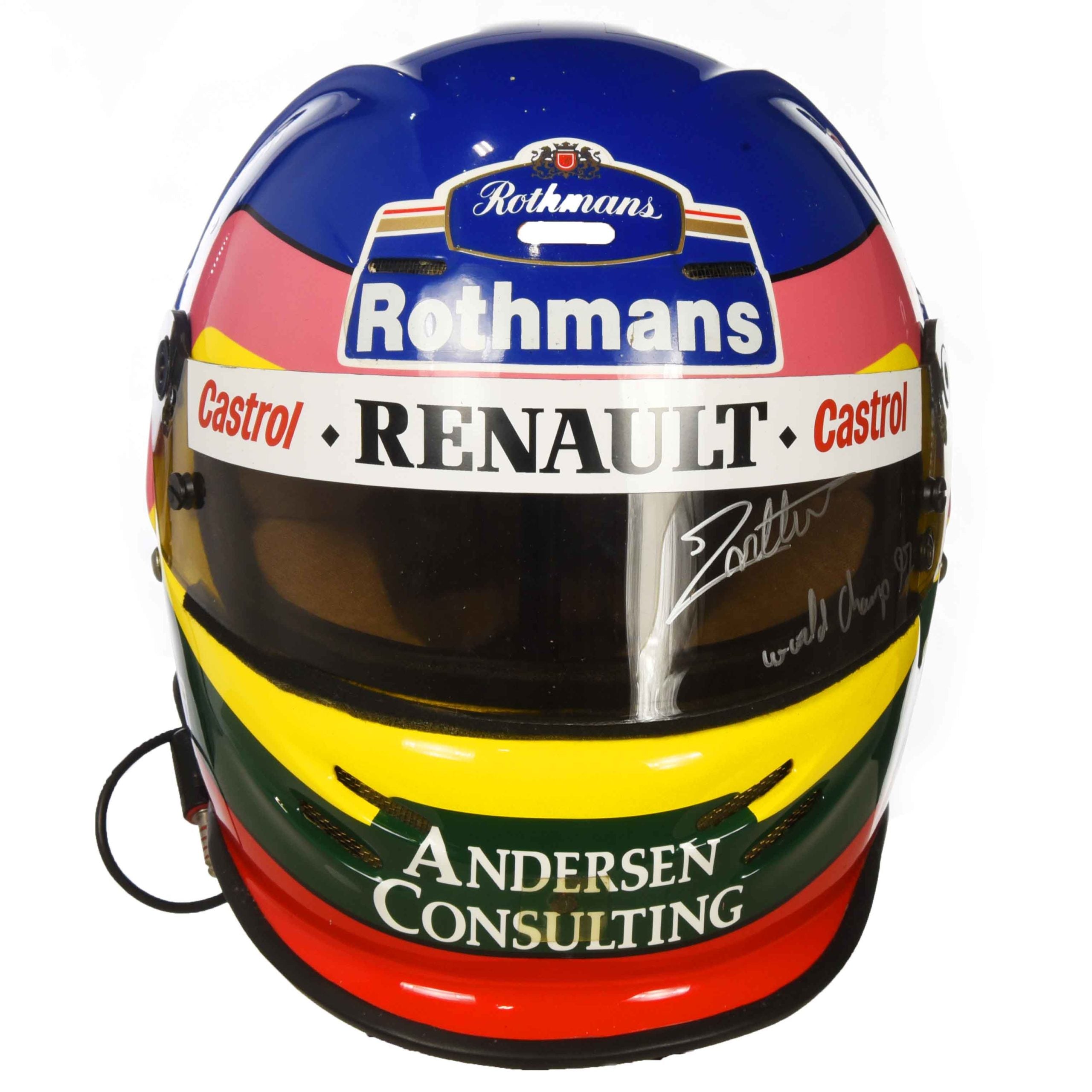 1997 Jacques Villeneuve World Championship Used Rothmans Williams Renault Bell Dominator F1 Helmet