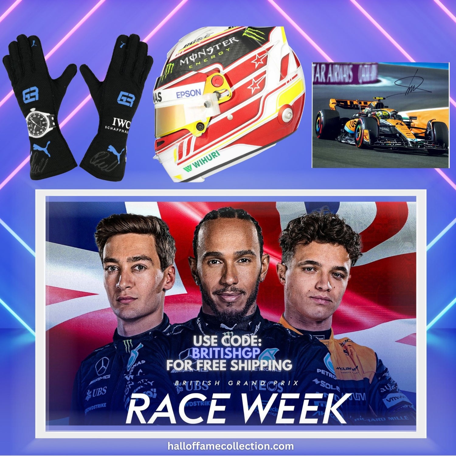 Celebrate British GP with Free Shipping on Memorabilia of British F1 Drivers