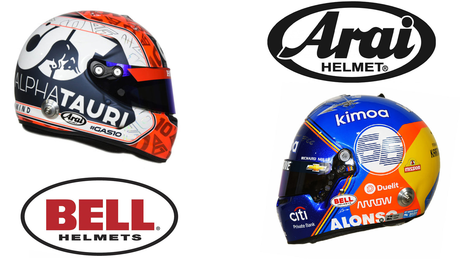 F1 and INDYCAR drivers prefer helmets from Bell and Arai