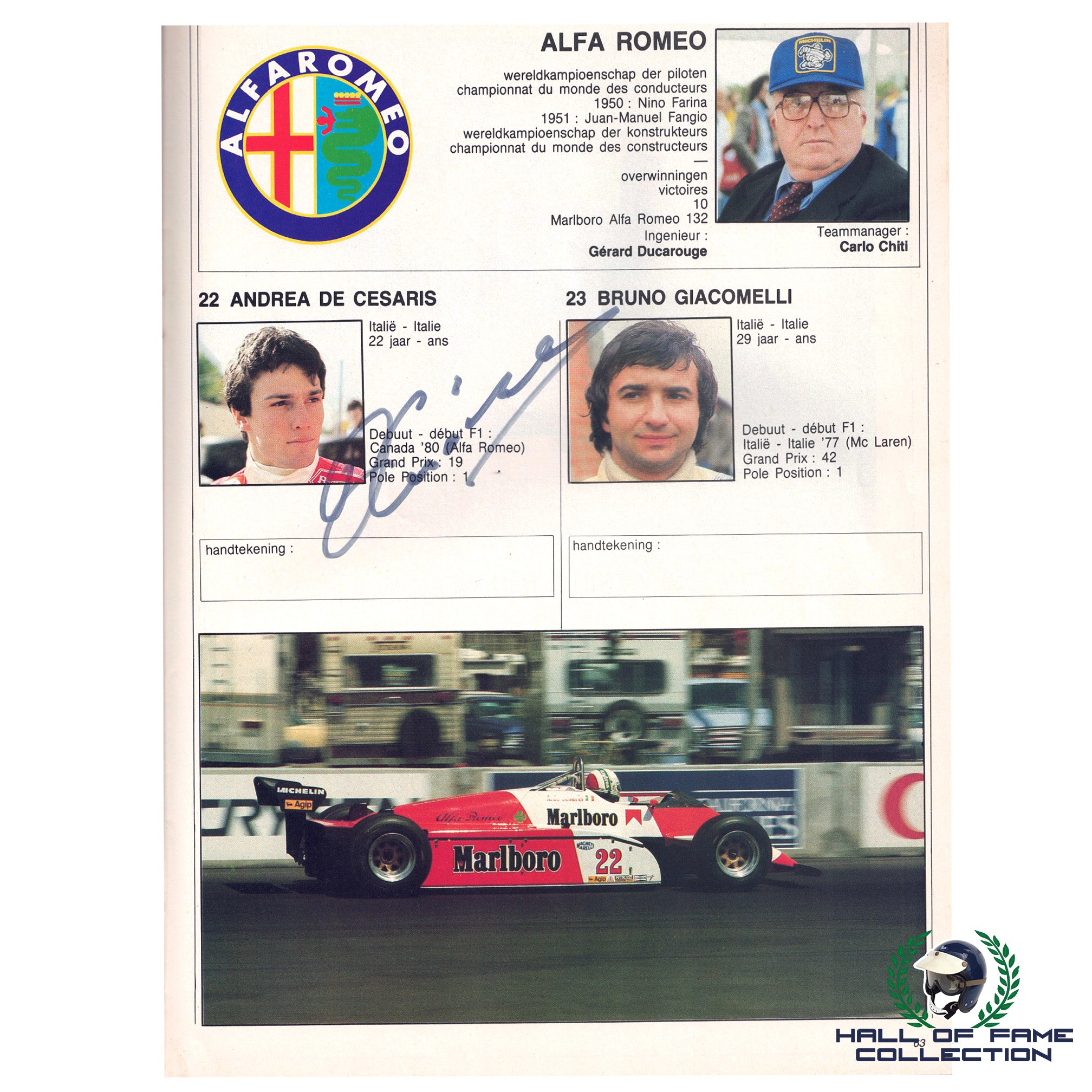 1982 Gilles Villeneuve Signed Ferrari Belgium Grand Prix F1 Zolder Event Program With JSA Authentication