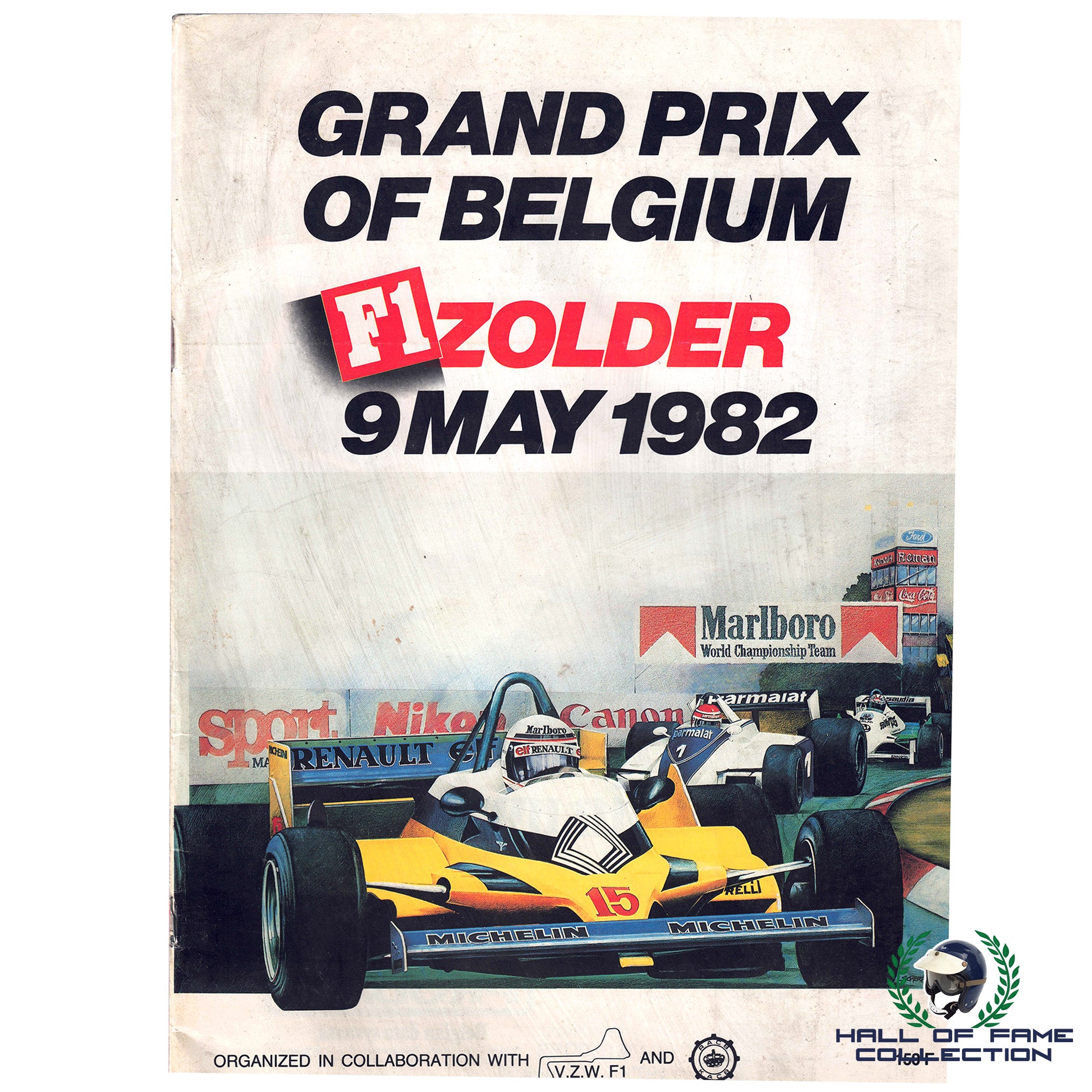 1982 Gilles Villeneuve Signed Ferrari Belgium Grand Prix F1 Zolder Event Program With JSA Authentication