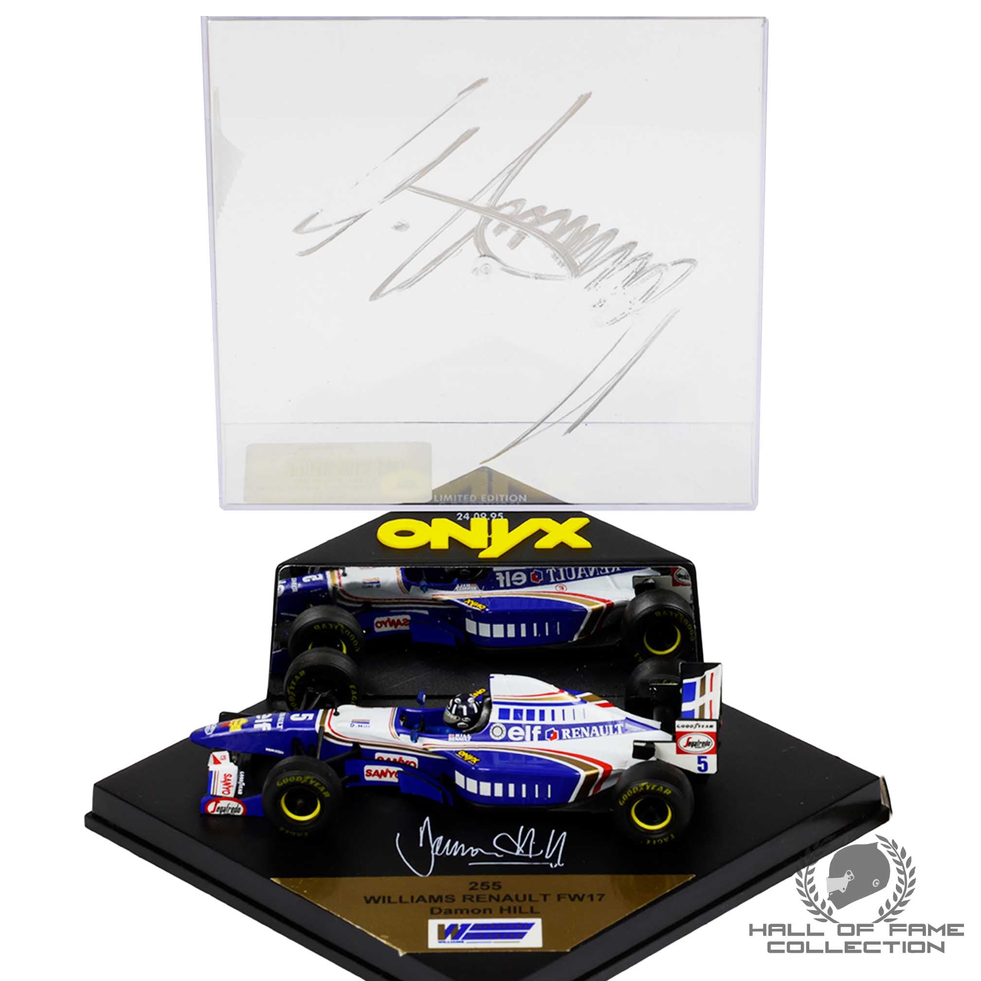 1995 Damon Hill Signed Williams Renault FW17 Onyx 1:43 F1 Model