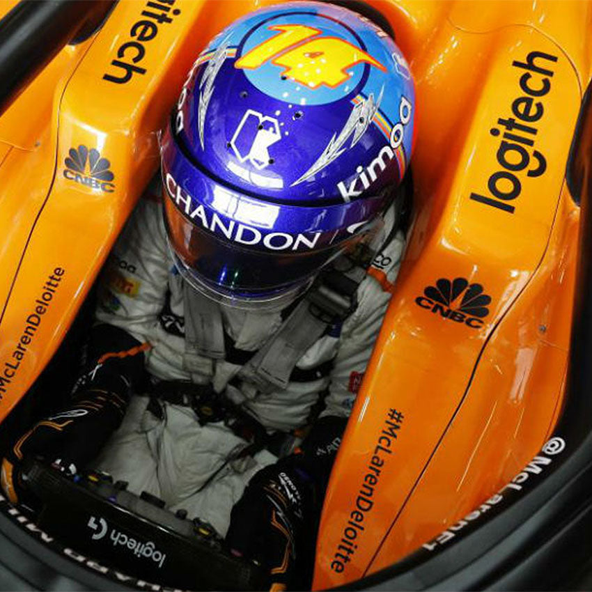 2018 Fernando Alonso Azerbaijan Grand Prix Race Worn and Signed F1 Helmet