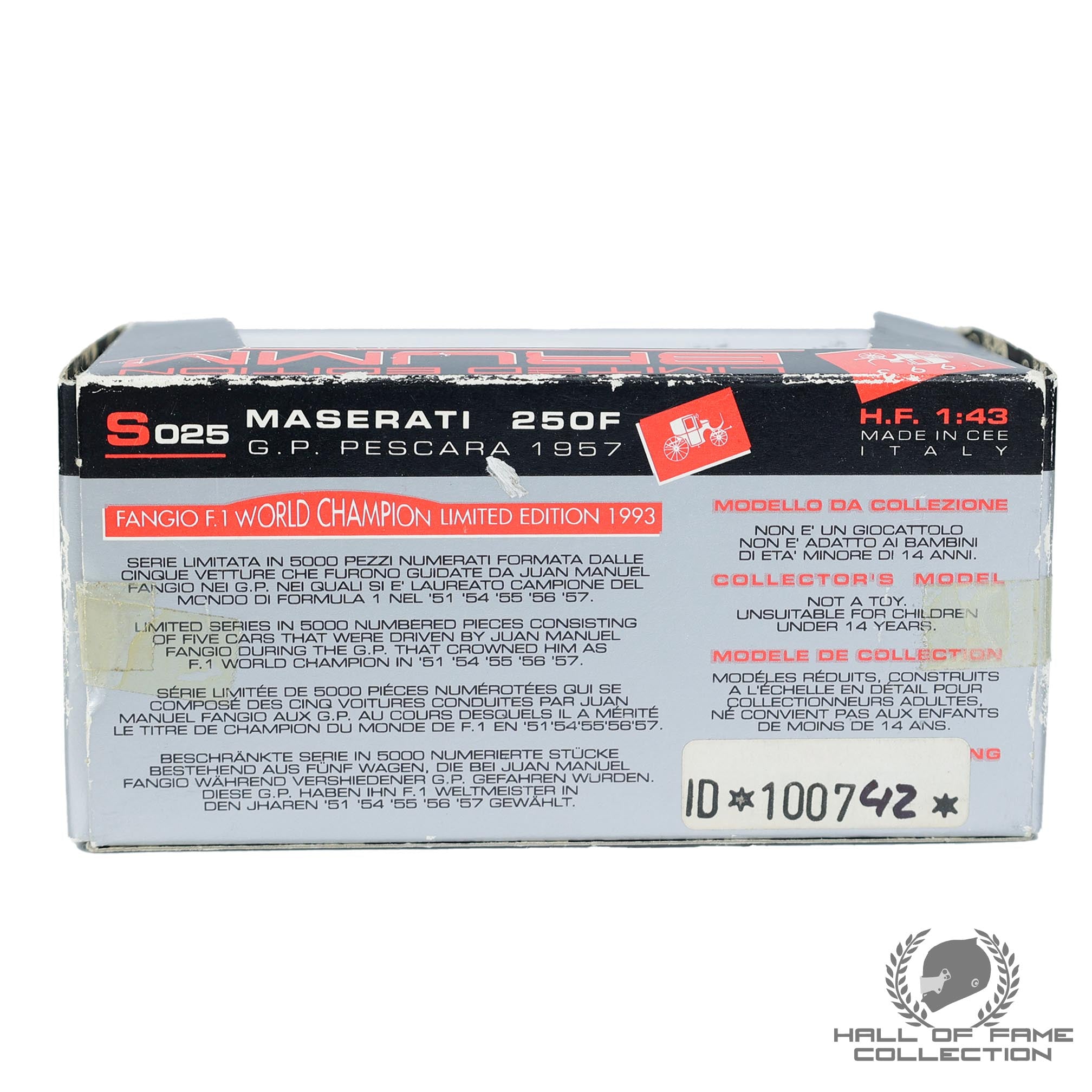 1957 Juan Manuel Fangio Signed Maserati 250F 1:43 Scale F1 Model
