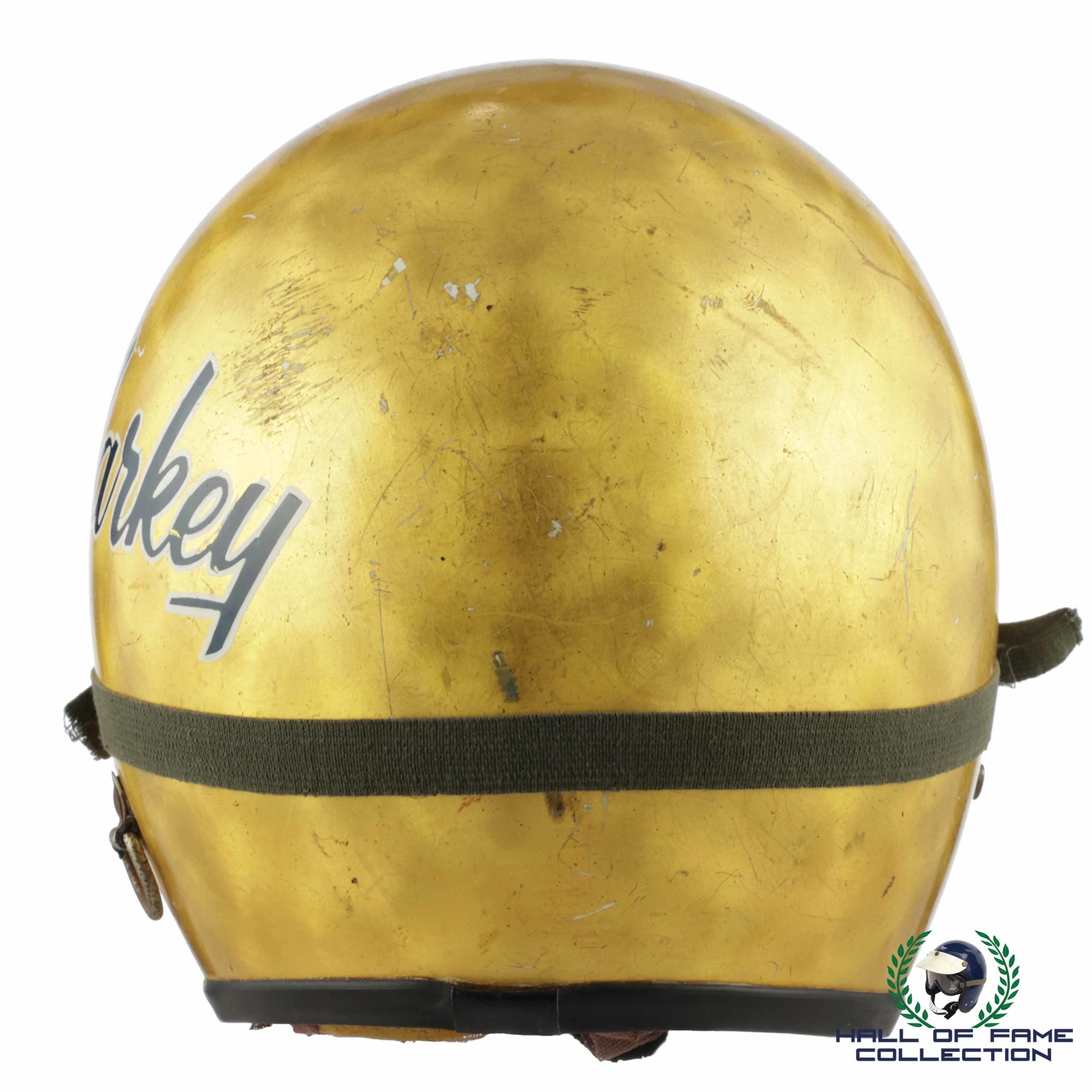 Bob Harkey Original Race Used Gold Leaf USAC National Champion Helmet And Goggles