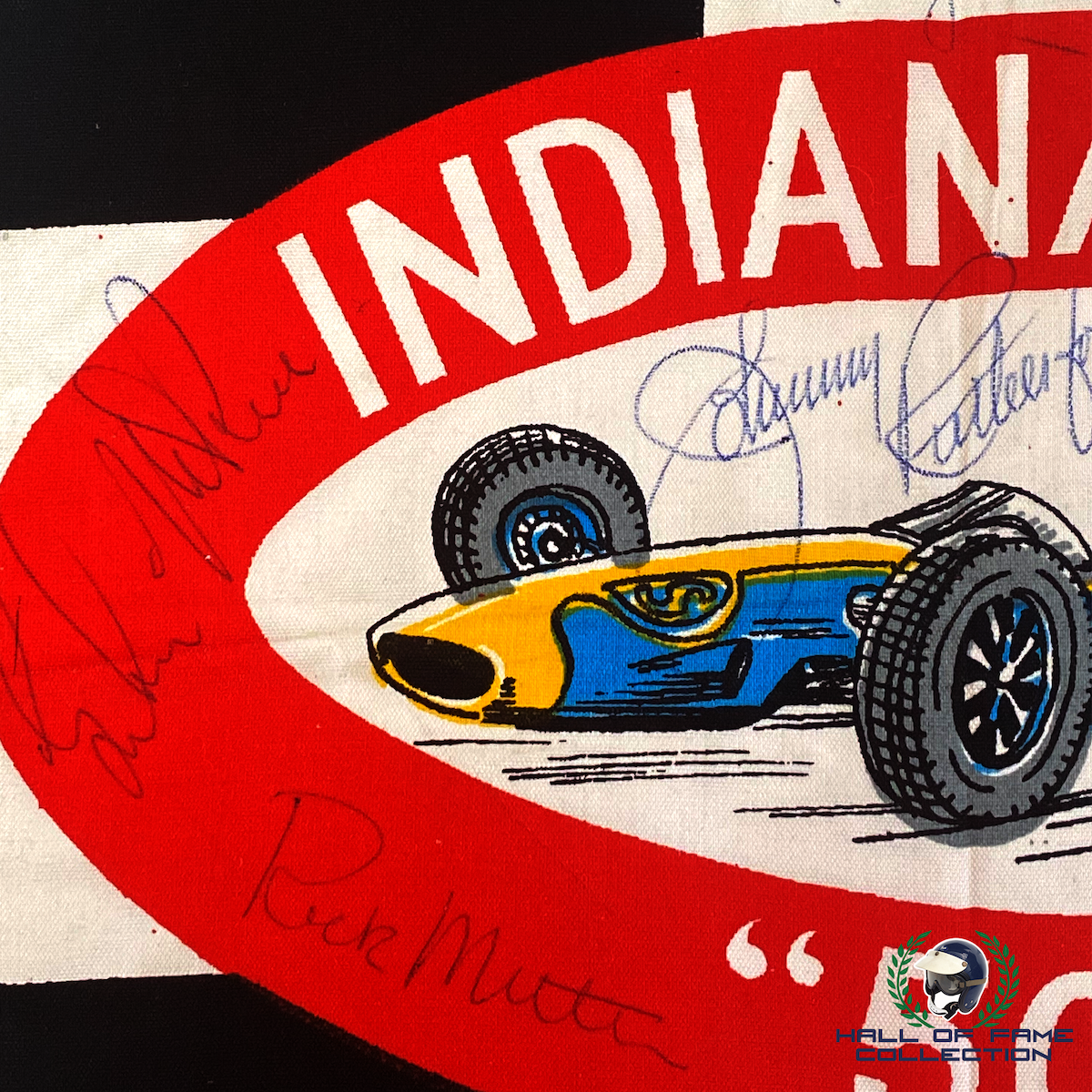 1960's Indianapolis 500 Multi Signed 17 x 17 Checkered Flag