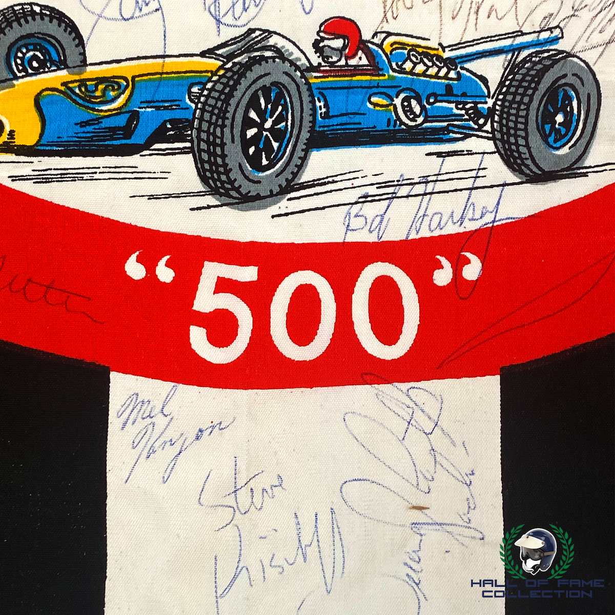 1960's Indianapolis 500 Multi Signed 17 x 17 Checkered Flag