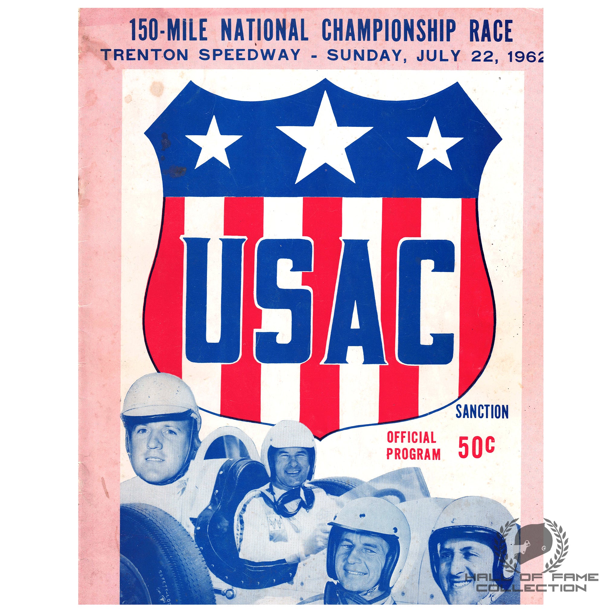 1962 USAC National Championship Trenton Program Signed By Foyt, Jones, Branson & More