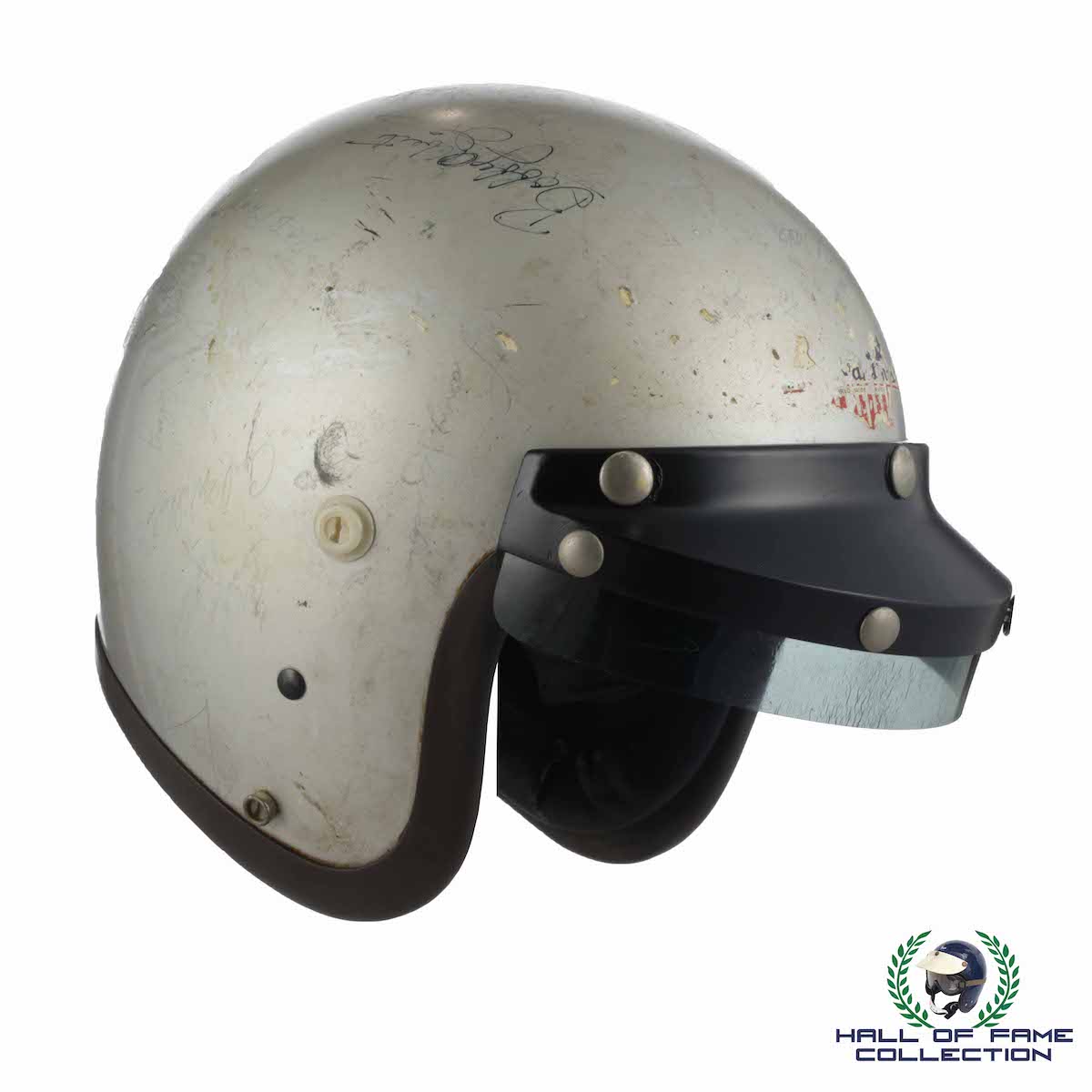 1965 Mario Andretti Multi Signed Race Used Dean Van Lines Spl. Bell Toptex Helmet