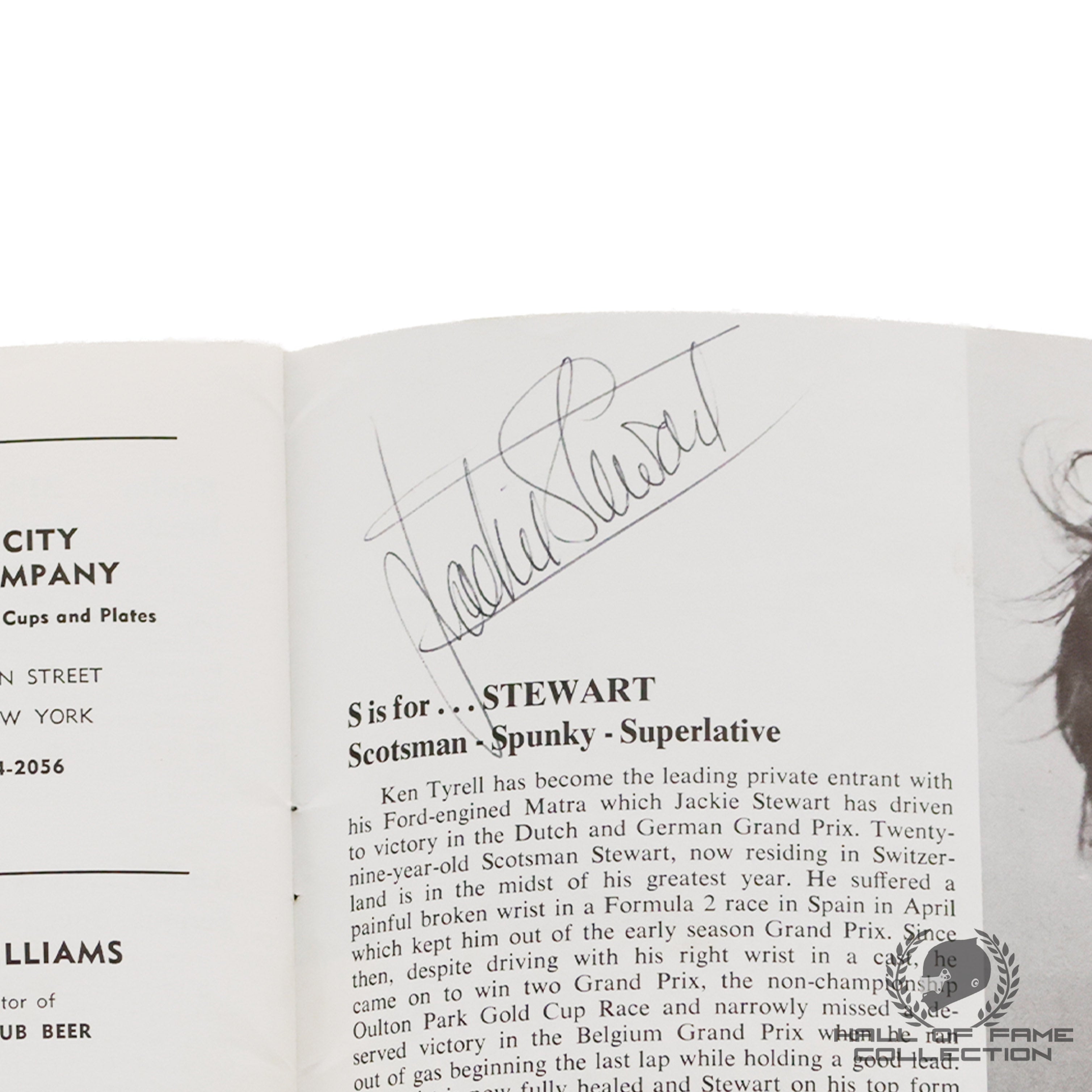 1968 Brabham, Gurney, Hill, Hulme, McLaren, Siffert, Stewart Signed US Grand Prix  F1 Program