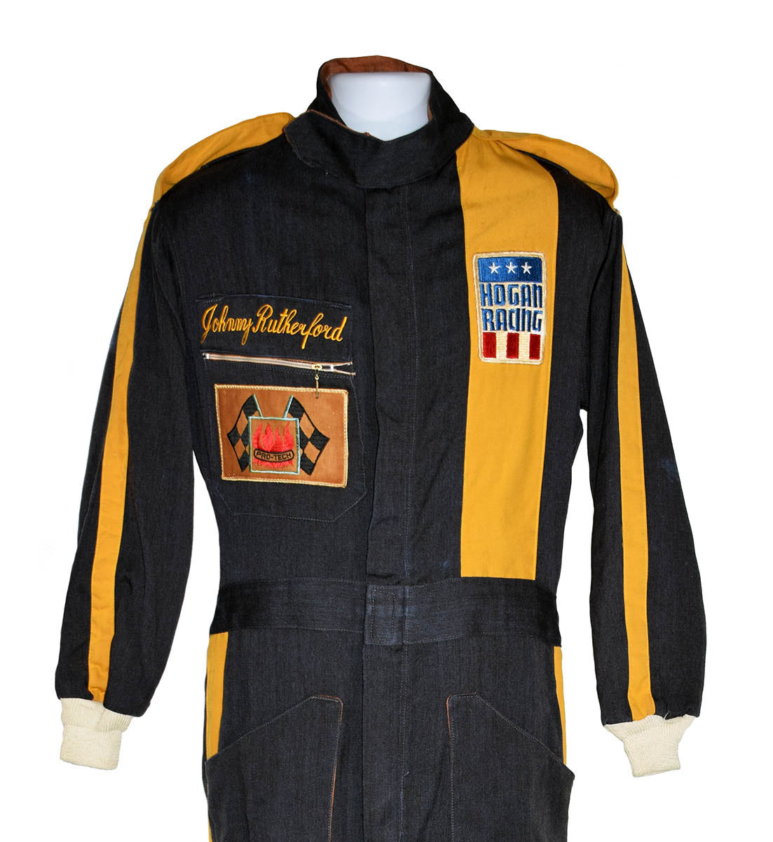 1974 Johnny Rutherford Race Used Hogan Racing F5000 Suit (now signed)