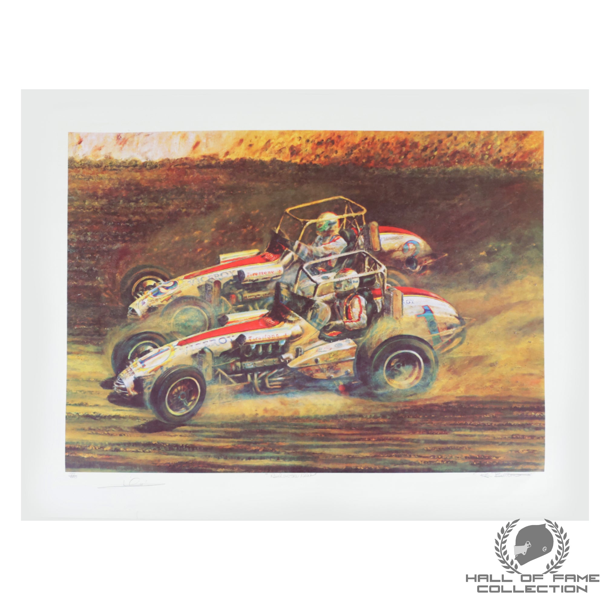 1974 Mario Andretti Signed 'Duel In The Dirt' Ron Burton Limited Edition Art Print