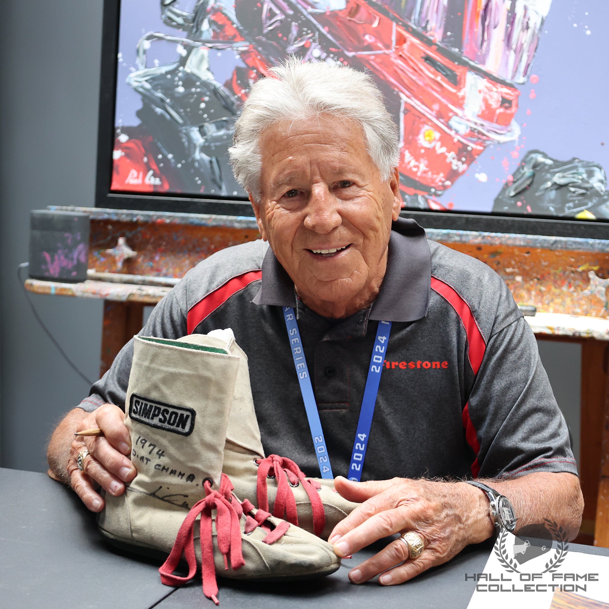 1974 Mario Andretti Signed Race Used USAC Dirt Championship Boots