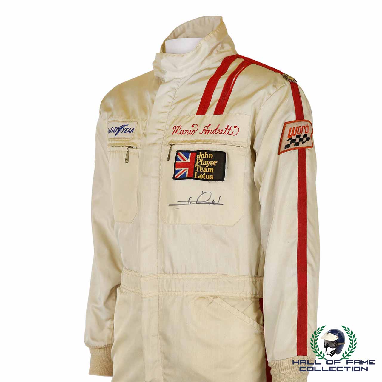 1976 Mario Andretti Signed Race Used John Player Special Lotus F1 Suit