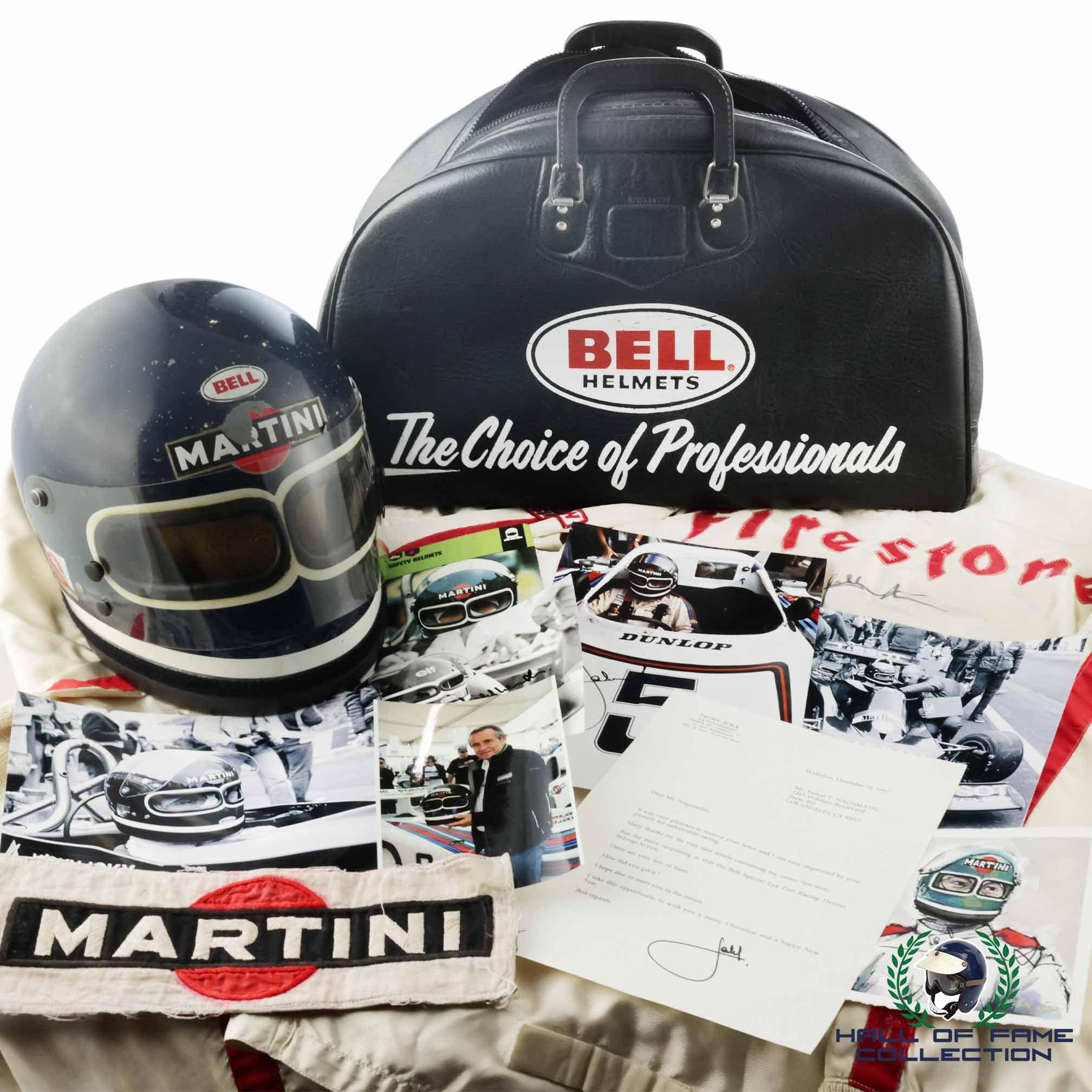 1978 Jacky Ickx Signed Race Used Martini Racing Porsche Le Mans/Ensign F1 Bell XF-GP Twin Window Helmet