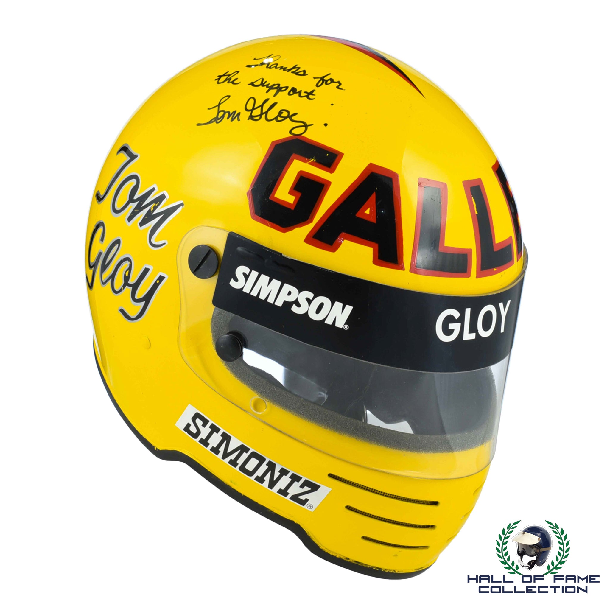 1984 Tom Gloy Signed Original Gallas Racing Simpson 62 Indy 500 Helmet