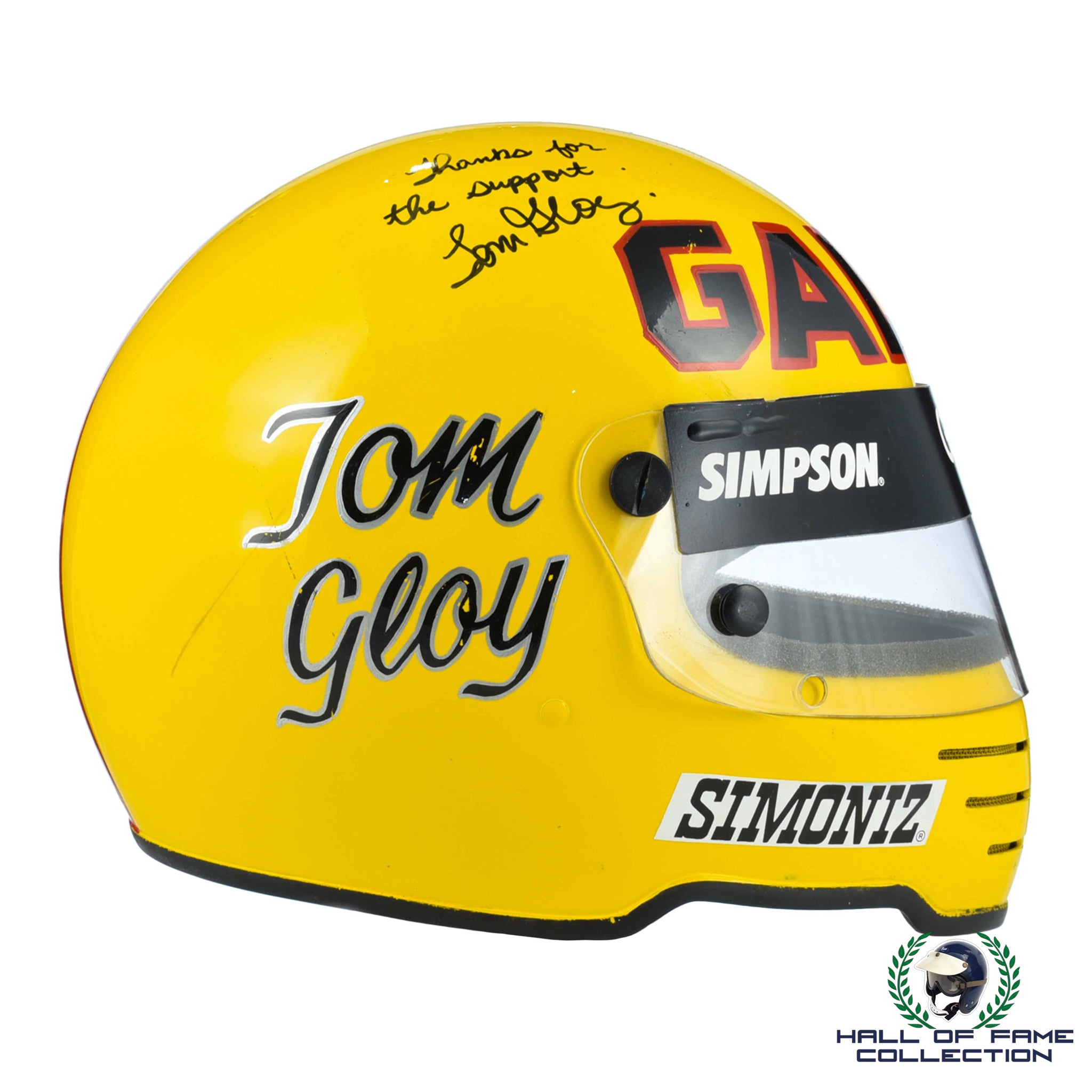 1984 Tom Gloy Signed Original Gallas Racing Simpson 62 Indy 500 Helmet