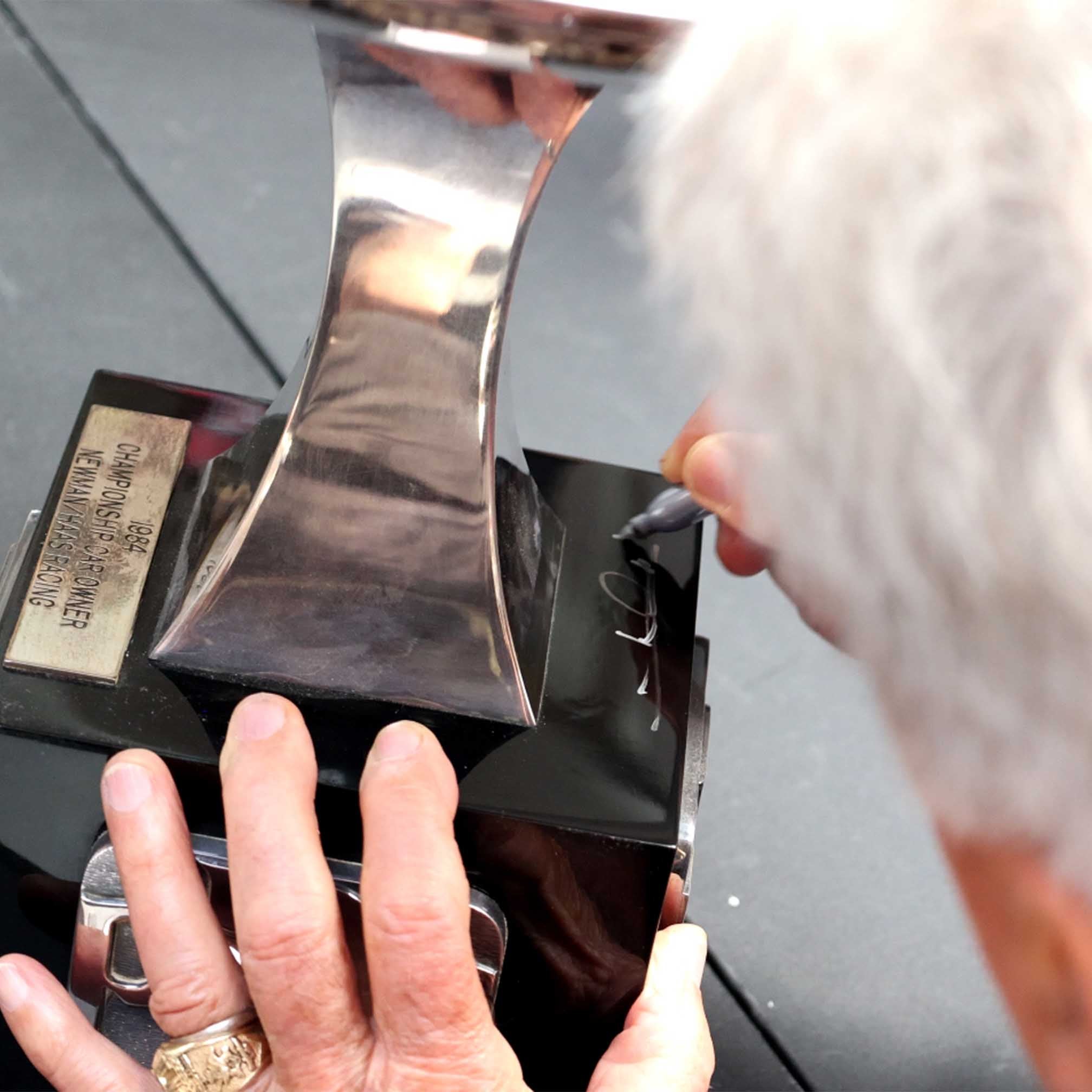 1984 Mario Andretti Signed Original PPG Cup 4th IndyCar Championship Trophy