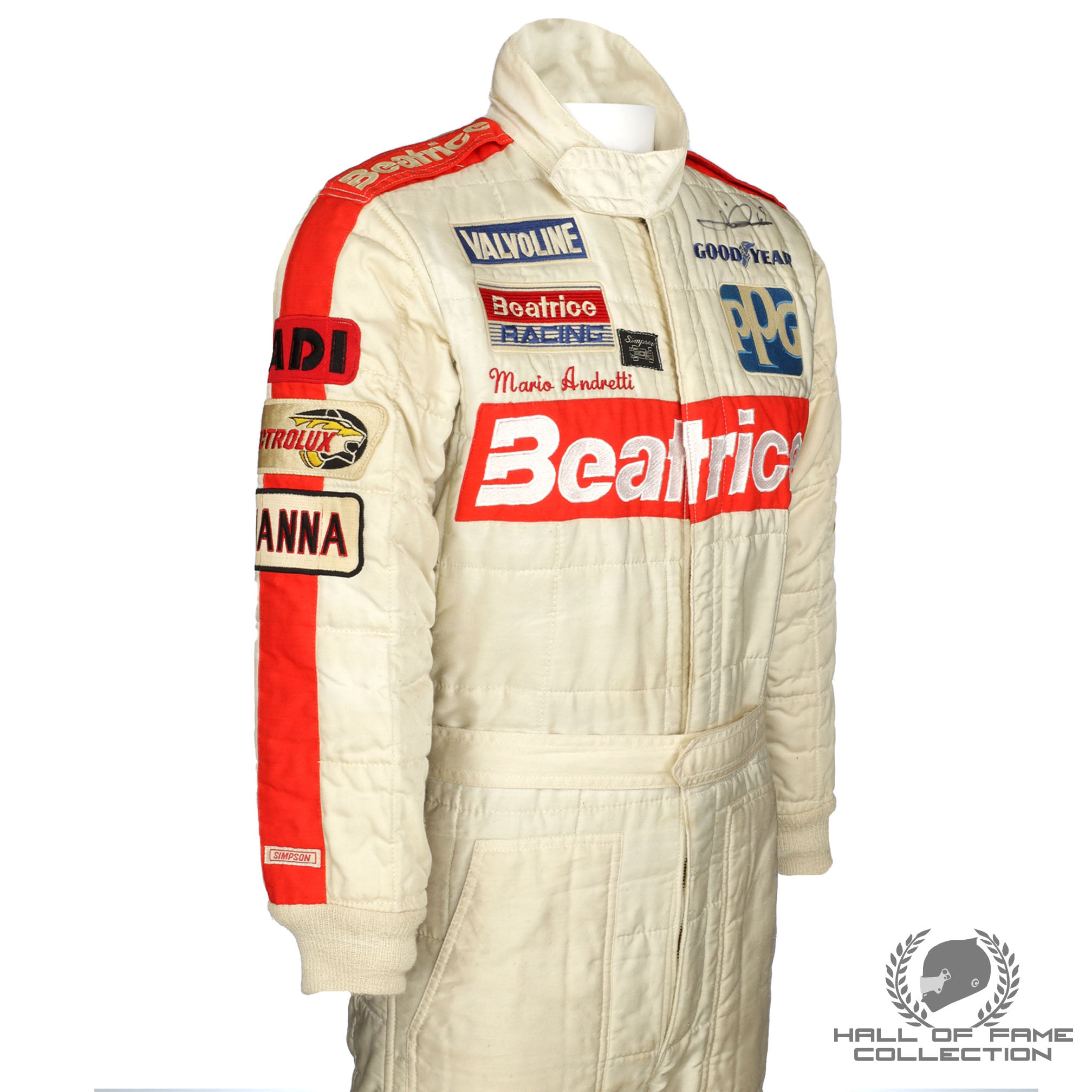 1985 Mario Andretti Signed Race Used Newman Haas Racing IndyCar Suit