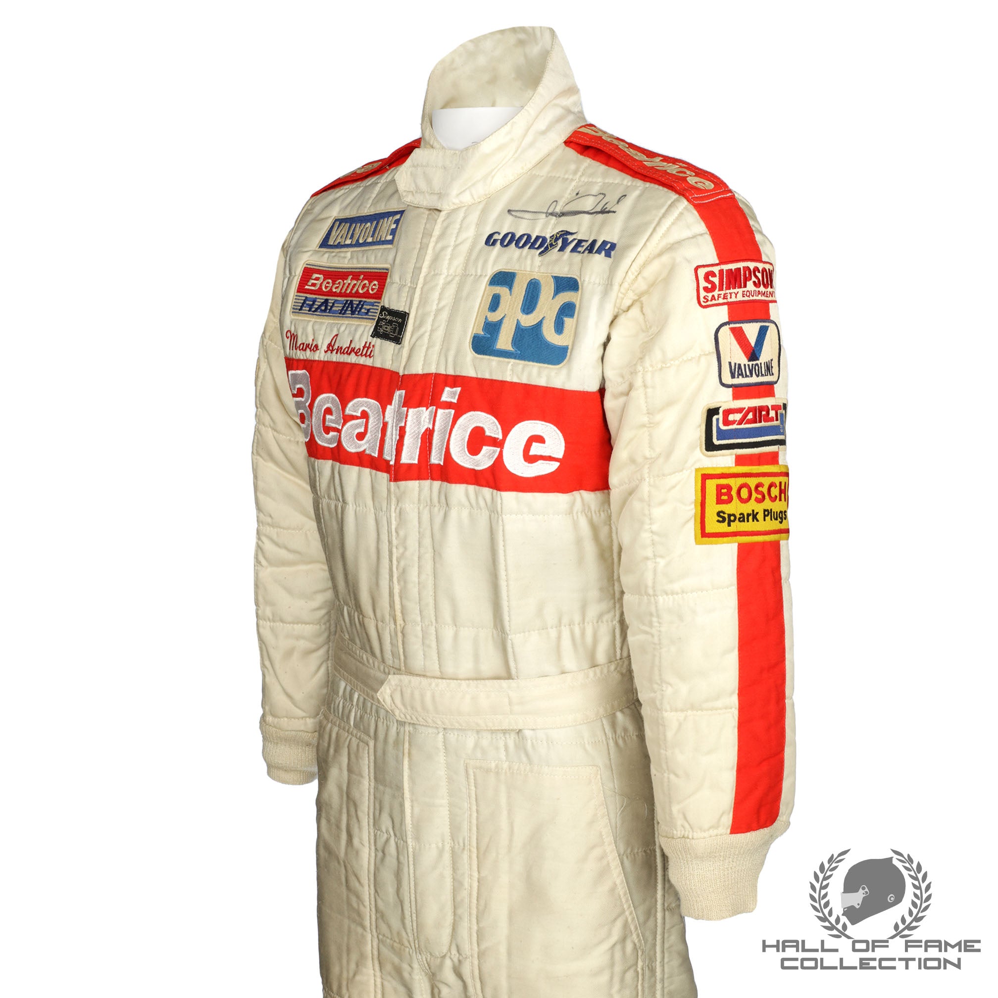 1985 Mario Andretti Signed Race Used Newman Haas Racing IndyCar Suit