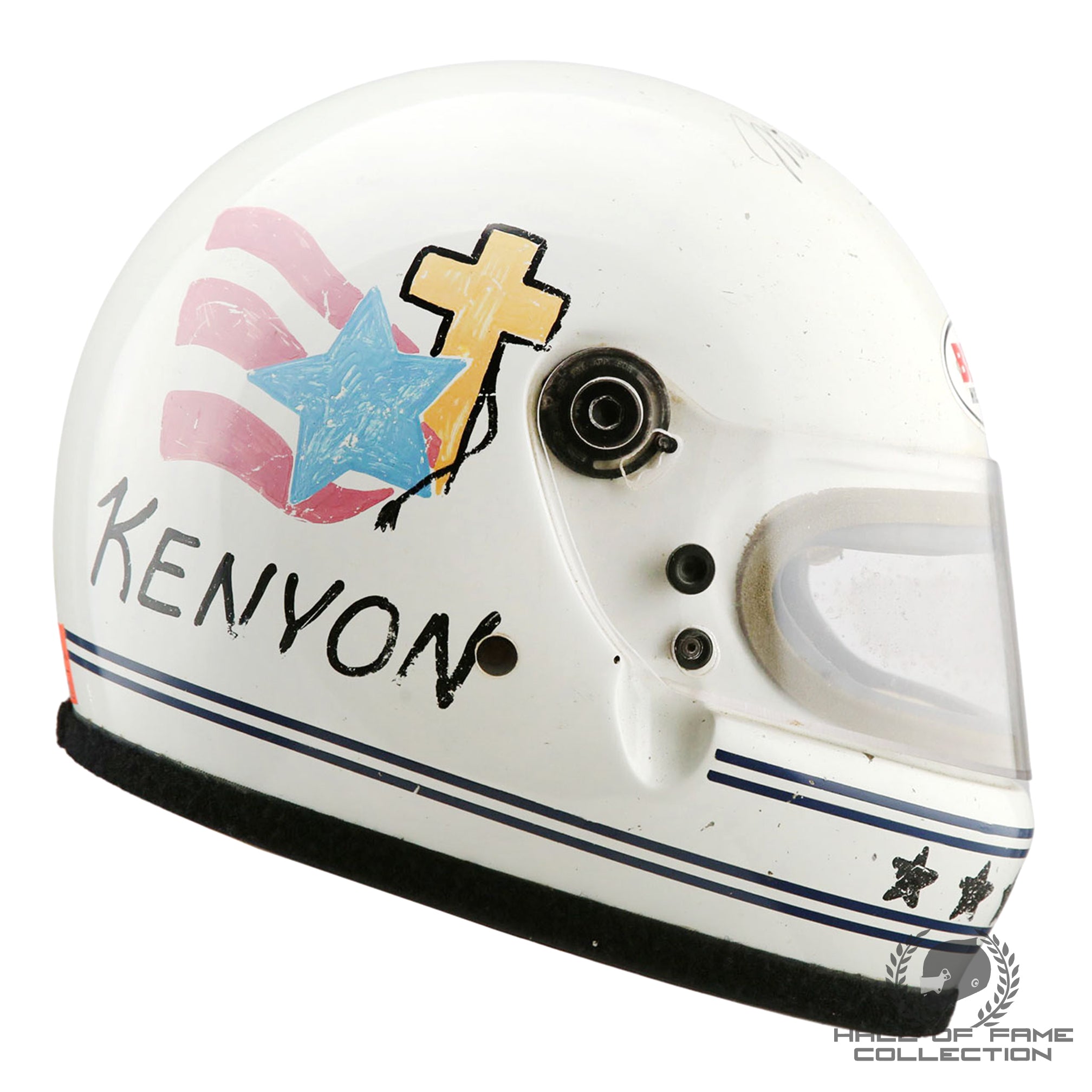 1985 Mel Kenyon Signed Race Used 7th National Midget Championship Bell XFM-1 Helmet