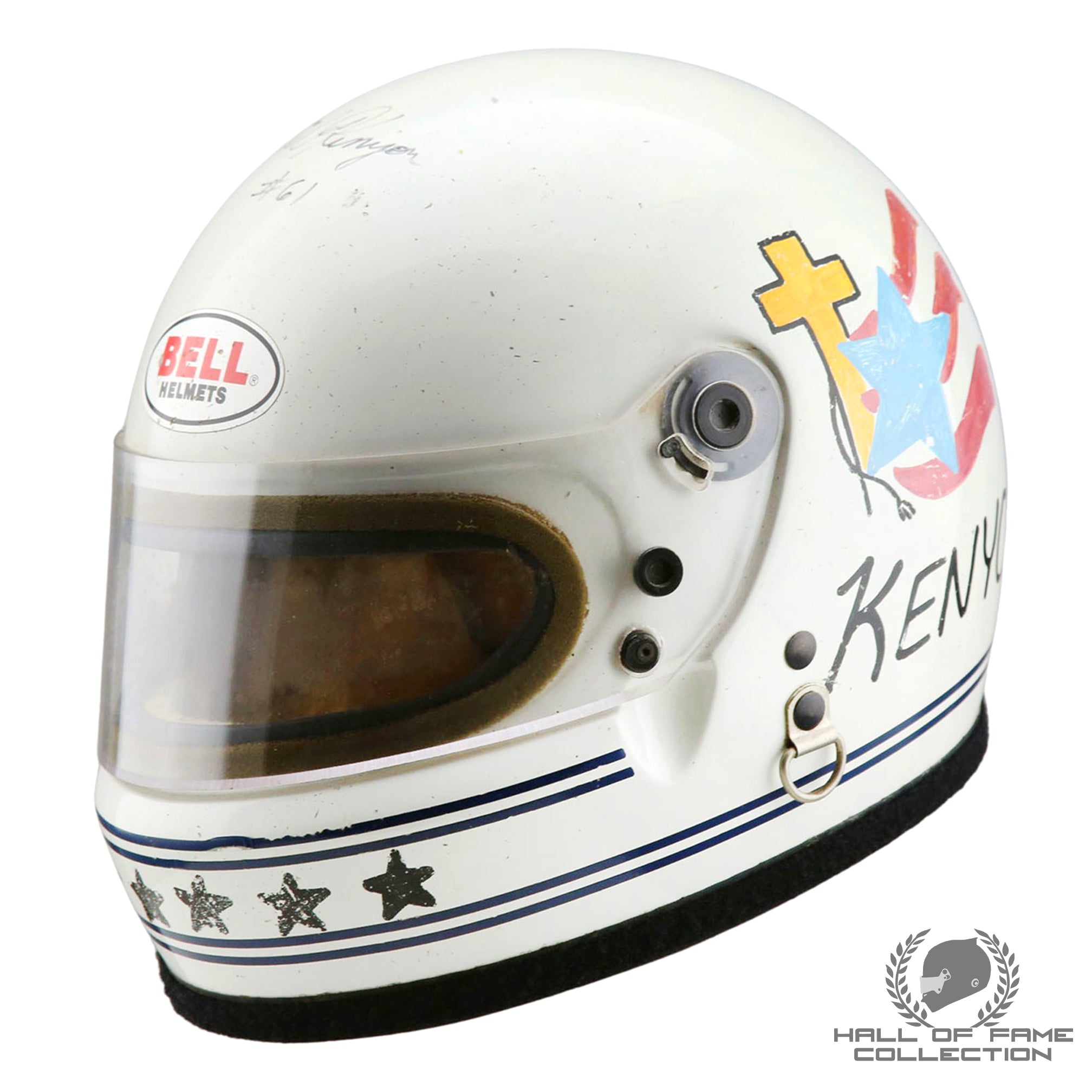 1985 Mel Kenyon Signed Race Used 7th National Midget Championship Bell XFM-1 Helmet