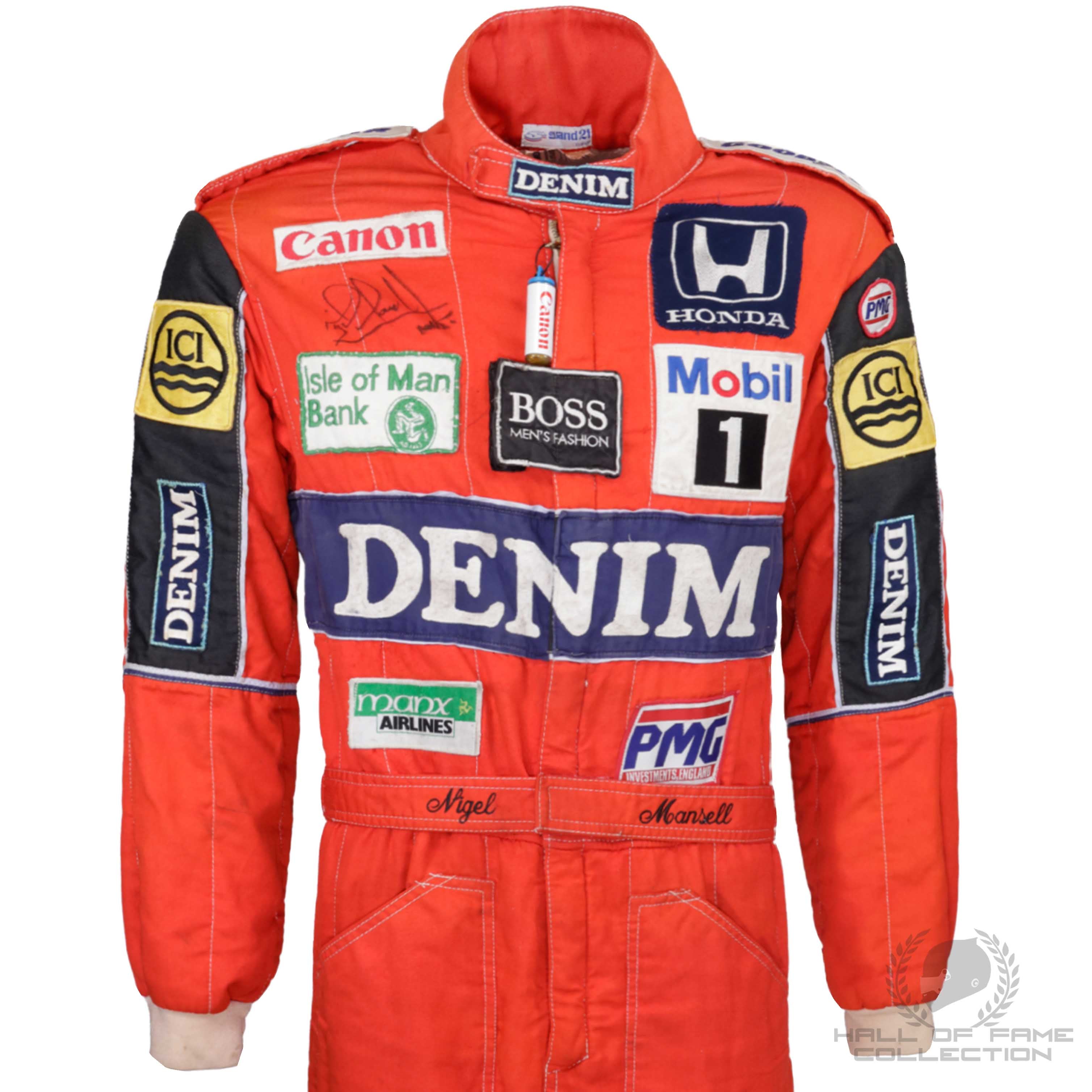 1986 Nigel Mansell Signed And Used Canon Williams Honda Team F1 Suit