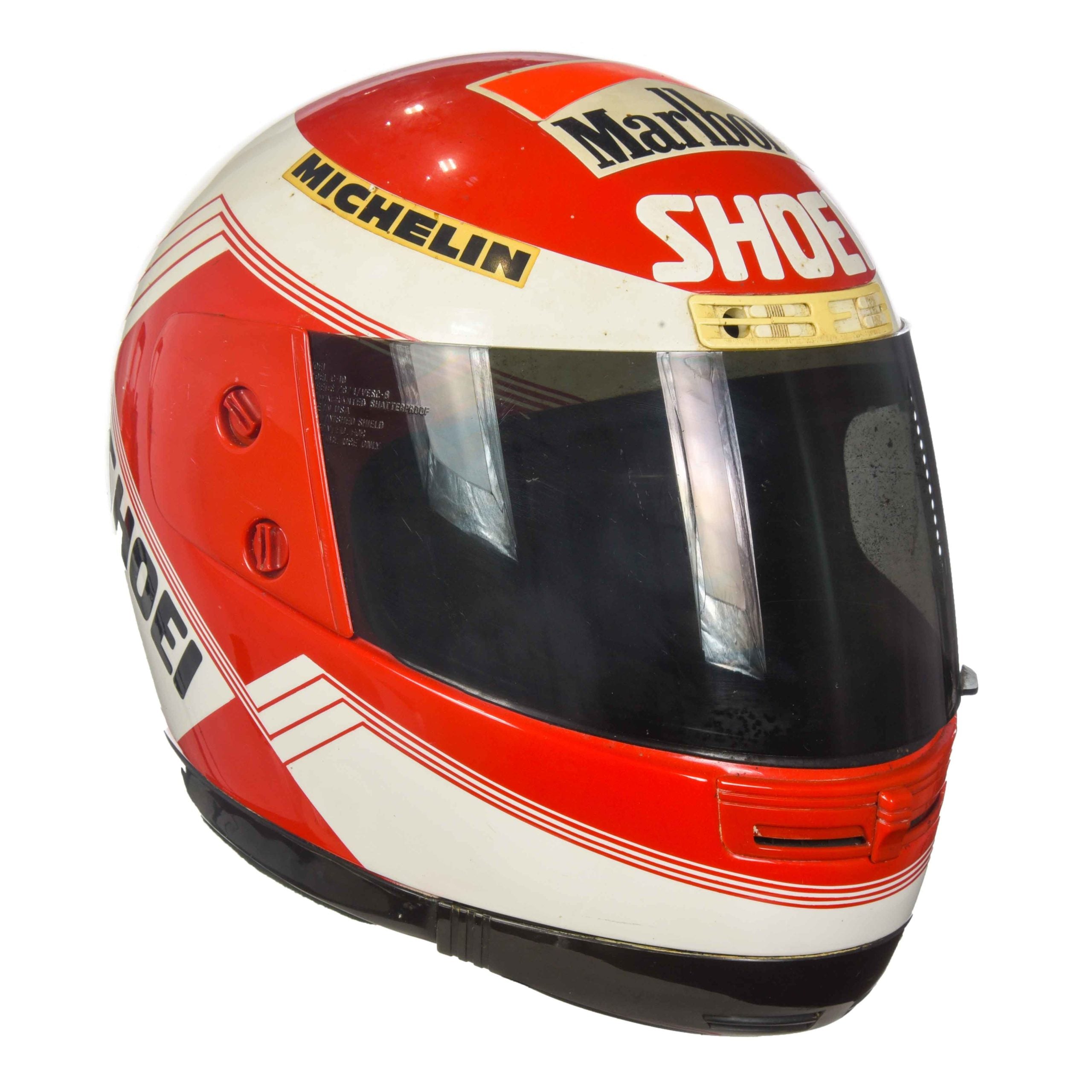 1988 Eddie Lawson Signed Race Used Marlboro Agostini Yamaha Shoei 500cc Helmet