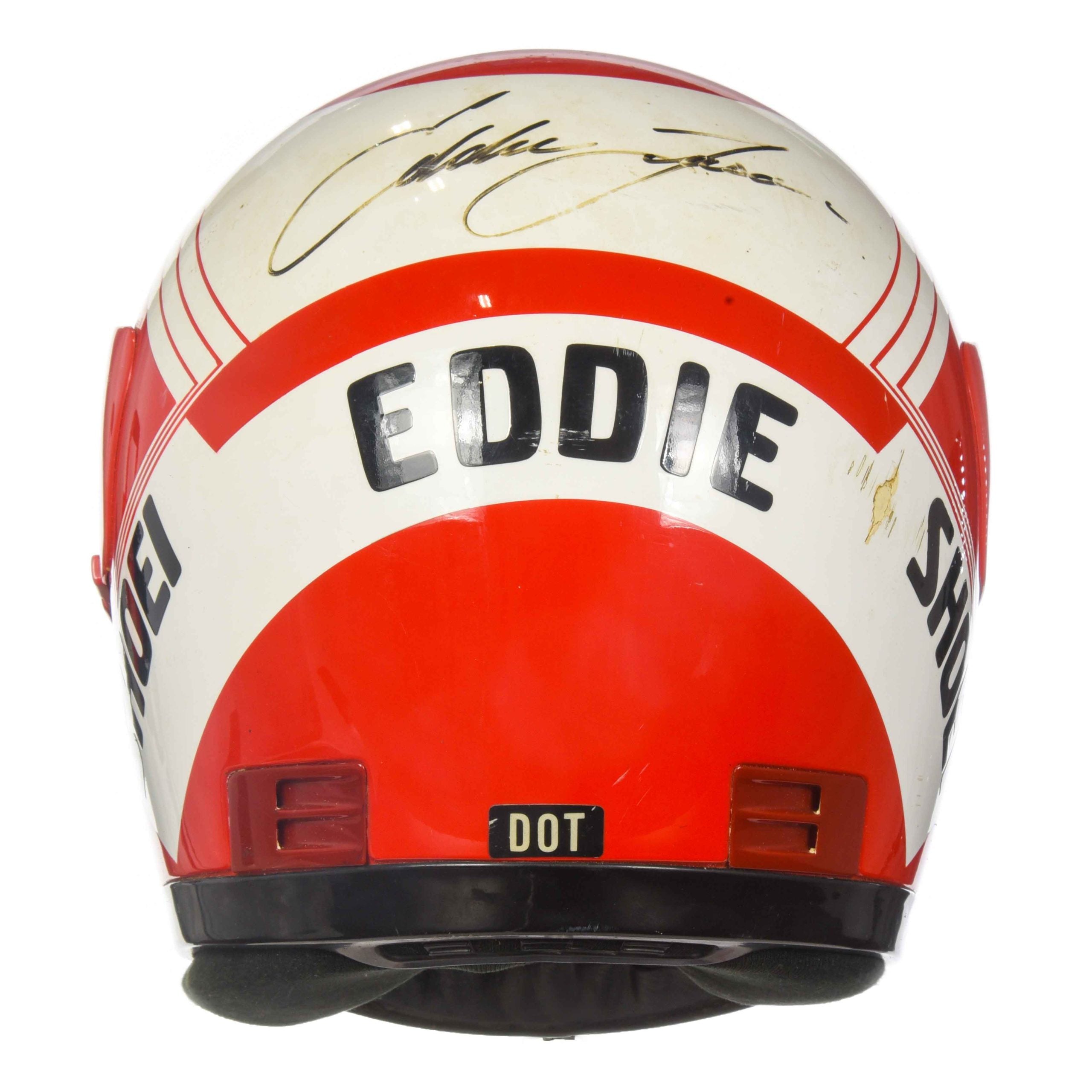 1988 Eddie Lawson Signed Race Used Marlboro Agostini Yamaha Shoei 500cc Helmet