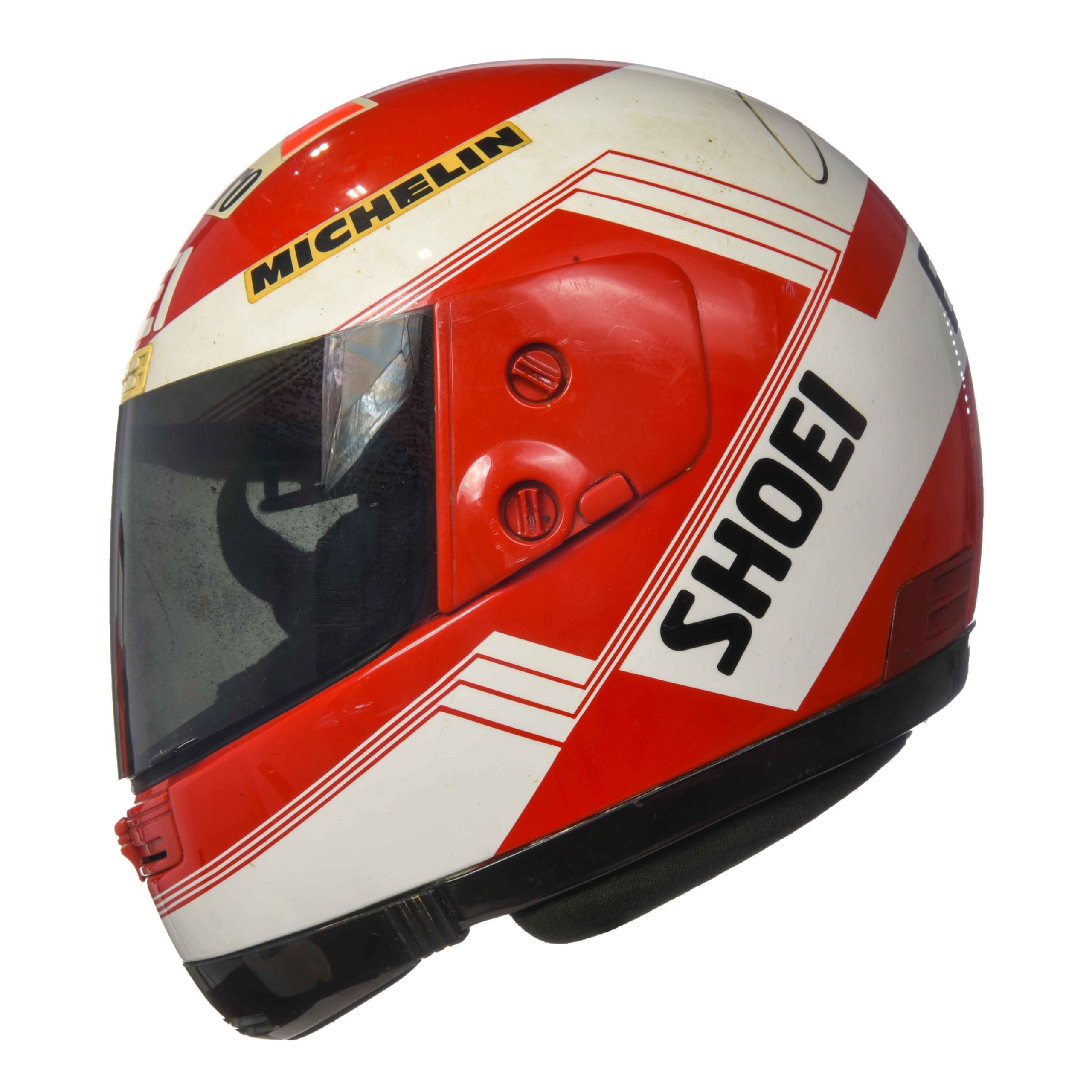 1988 Eddie Lawson Signed Race Used Marlboro Agostini Yamaha Shoei 500cc Helmet