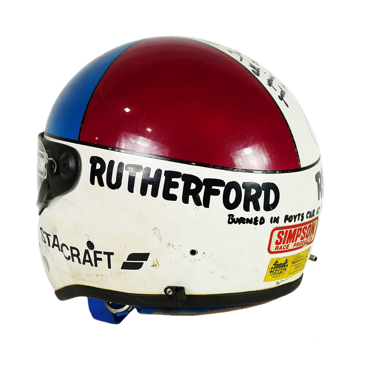 1988 Johnny Rutherford Signed Race Used Indianapolis 500 & Michigan 500 Helmet