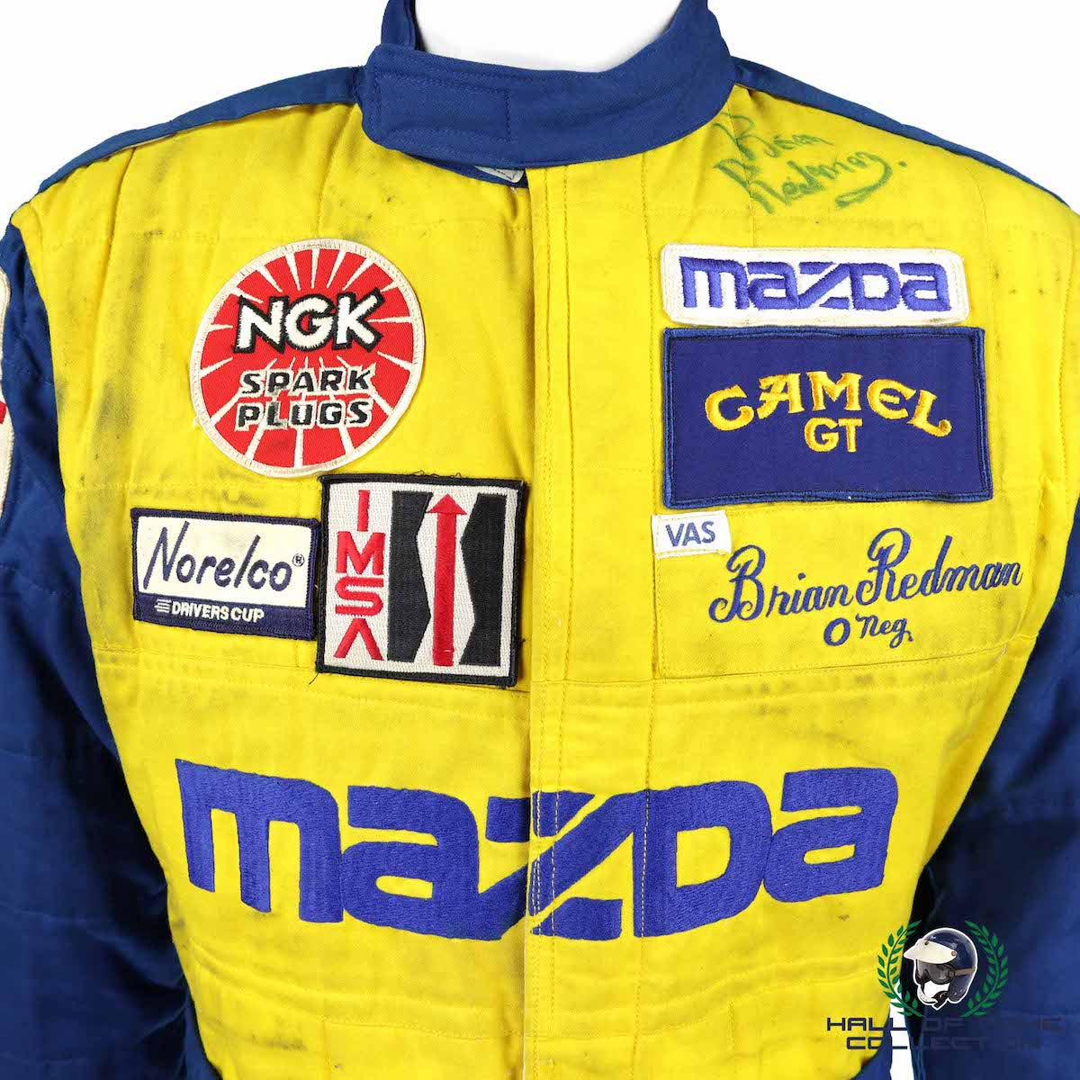 1989 Brian Redman Signed Race Used Mandeville Racing Daytona 24 Hour IMSA Suit