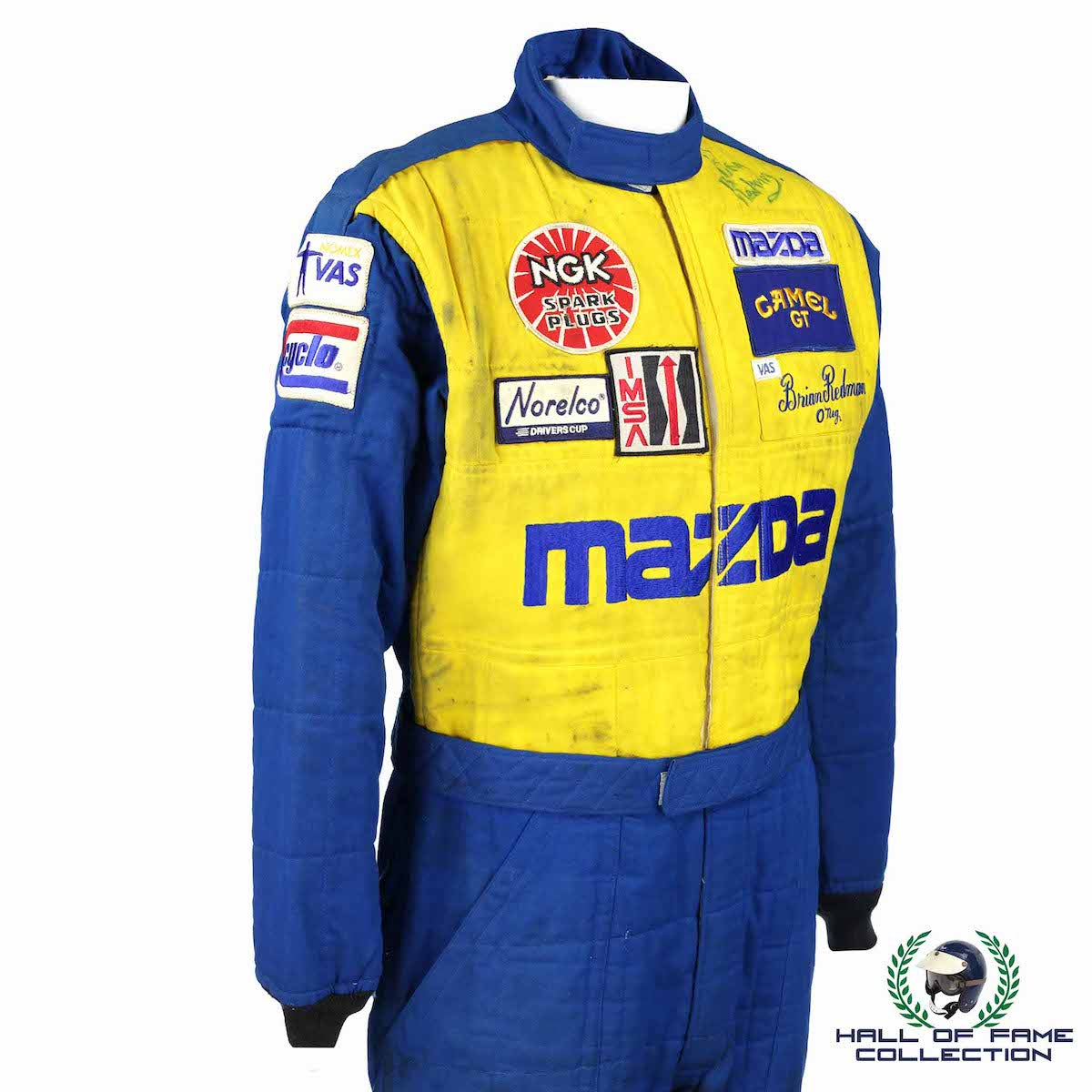 1989 Brian Redman Signed Race Used Mandeville Racing Daytona 24 Hour IMSA Suit