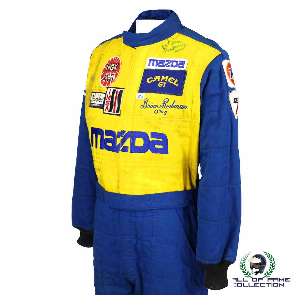 1989 Brian Redman Signed Race Used Mandeville Racing Daytona 24 Hour IMSA Suit