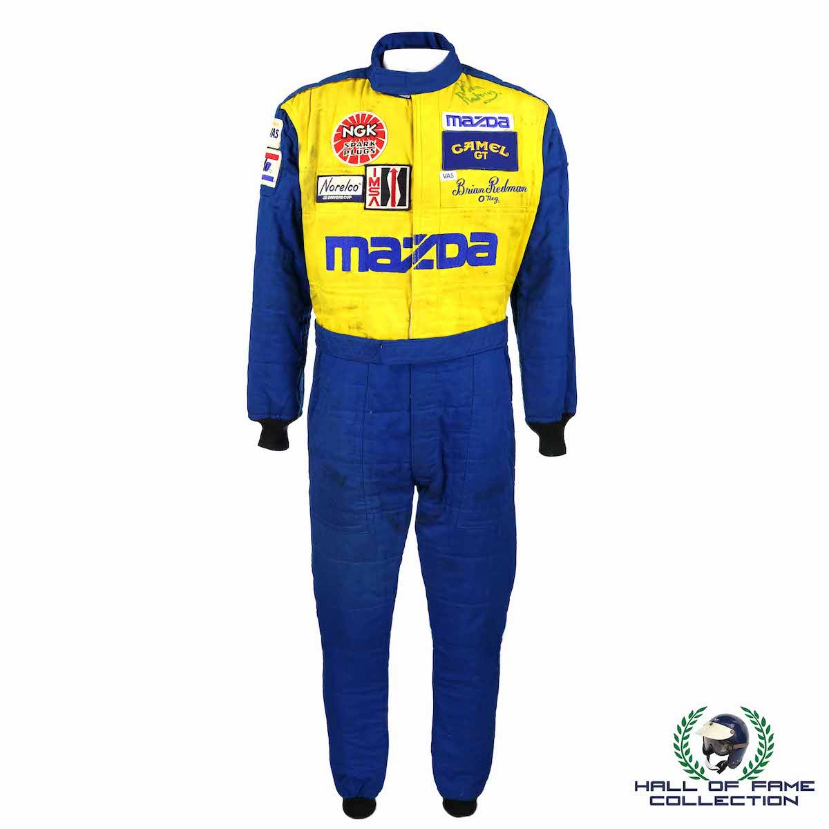 1989 Brian Redman Signed Race Used Mandeville Racing Daytona 24 Hour IMSA Suit