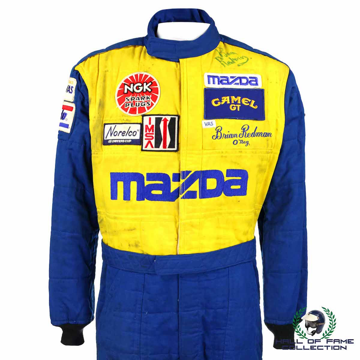 1989 Brian Redman Signed Race Used Mandeville Racing Daytona 24 Hour IMSA Suit