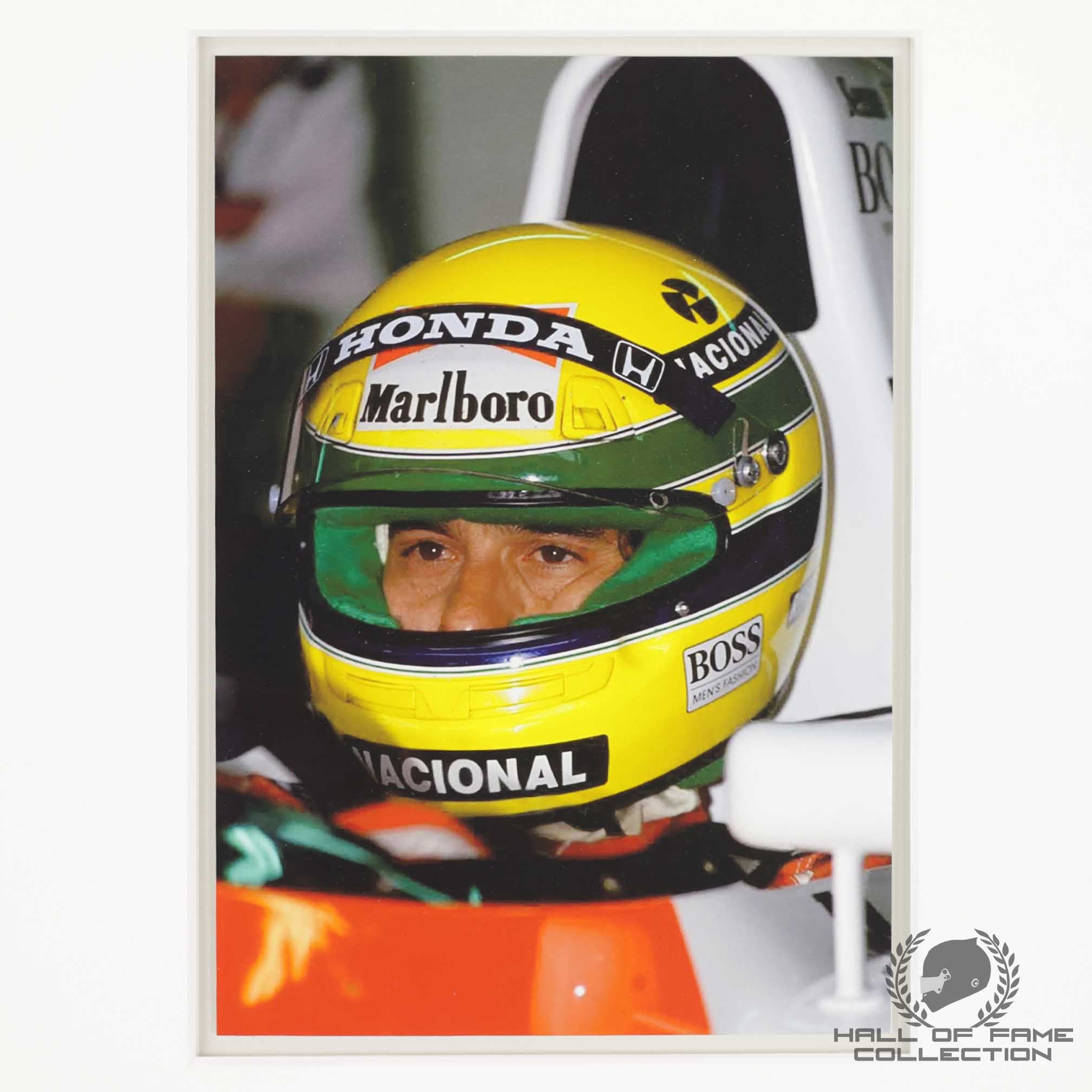 1990 Ayrton Senna Signed Honda Marlboro McLaren 5 x 7 Framed F1 Photo