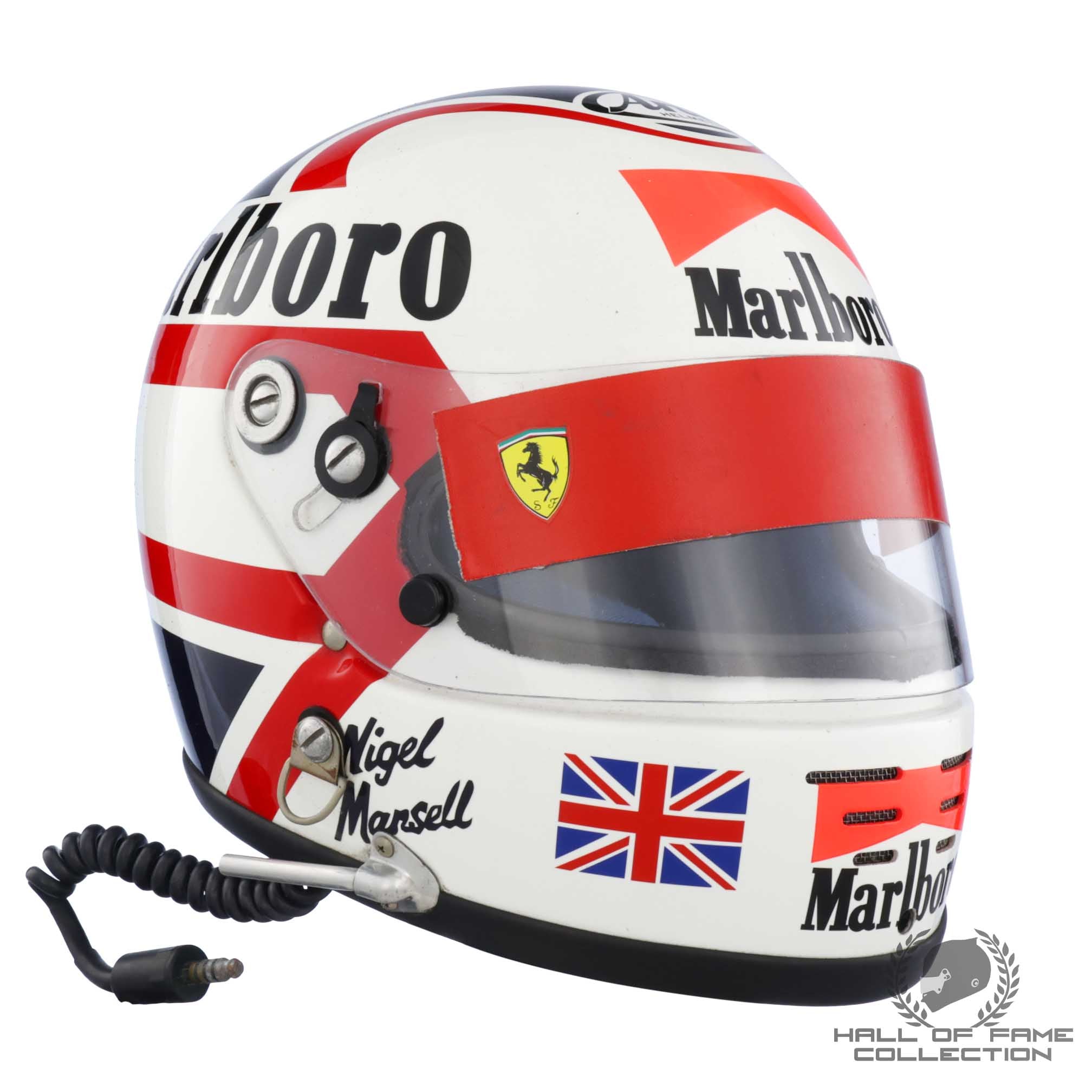 1990 Nigel Mansell Race Used USA / Brazil / Monaco Grand Prix Scuderia Ferrari F1 Helmet