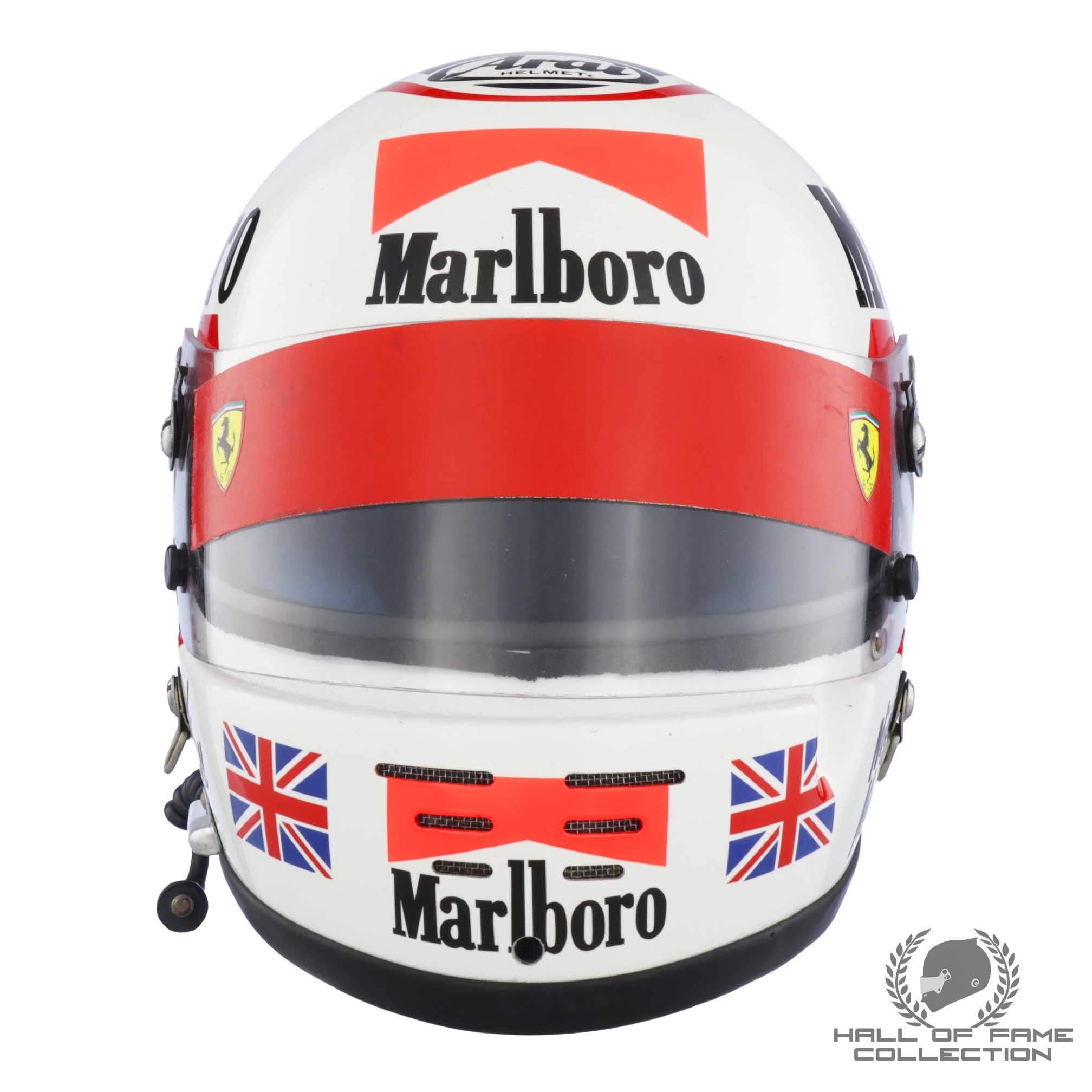 1989/90 Nigel Mansell Race Used USA / Brazil / Monaco Grand Prix Scuderia Ferrari F1 Helmet with Scuderia Ferrari F1 Suit